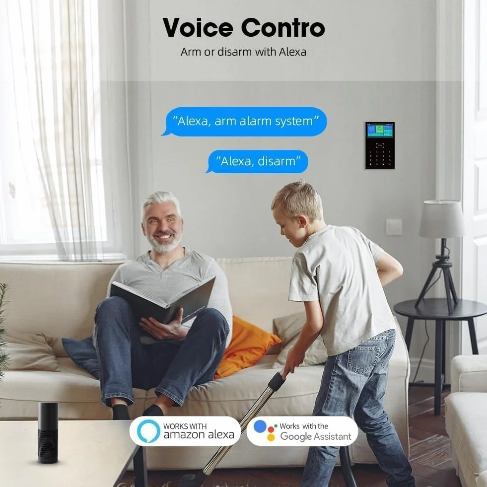 Sistema de alarma de seguridad inalámbrico WiFi GSM 4G Alexa y Google compatible con sirena PIR Sensor de movimiento mandos a distancia Sensor de ventana/puerta TUYA APP Control Sistema de alarma