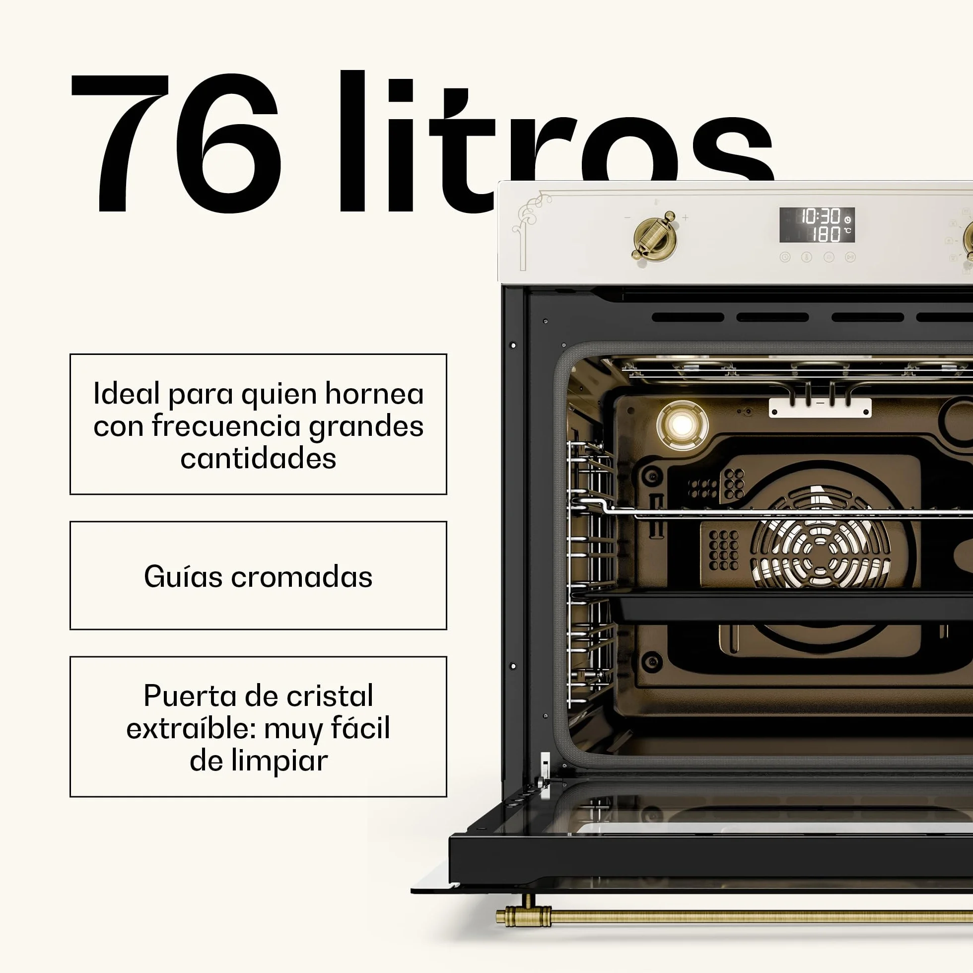 Klarstein Victoria Pyro Horno Eléctrico Empotrable 76L 11 Funciones Pirólisis Clase A 60 cm