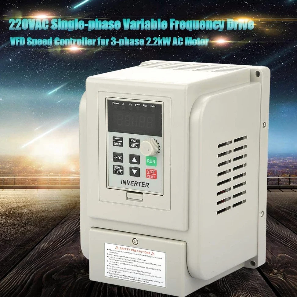 Unidad de frecuencia variable de 220 VCA Unidad de frecuencia variable monofásica Controlador de velocidad VFD para motor de CA trifásico de 2,2 kW