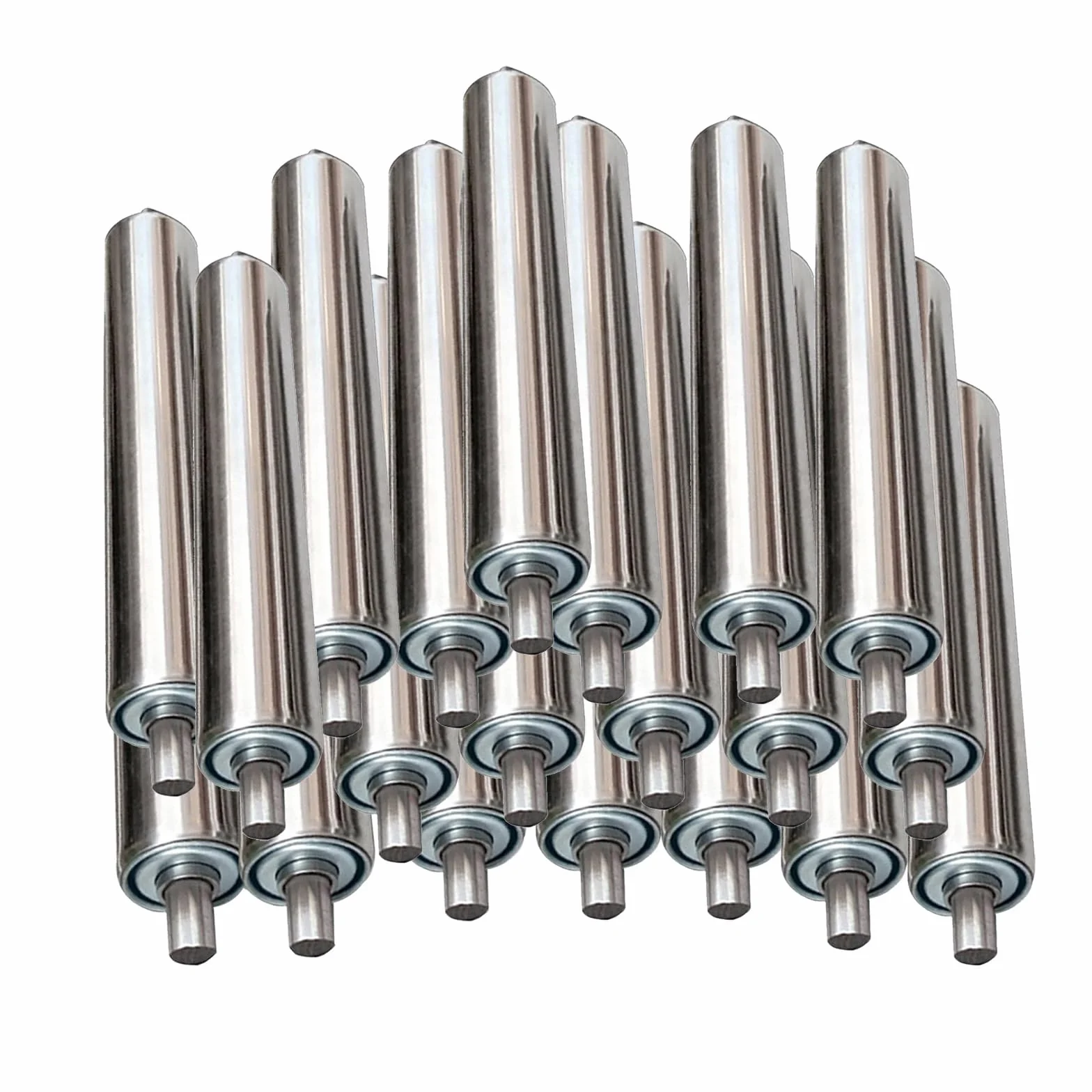 Rodillos transportadores de acero inoxidable de 25 mm: repuesto resistente for bricolaje, longitud de 24", 16", 6", 8", 10", 12", 4", 18" y 36"(20 Pack-dia25mmx L150MM)