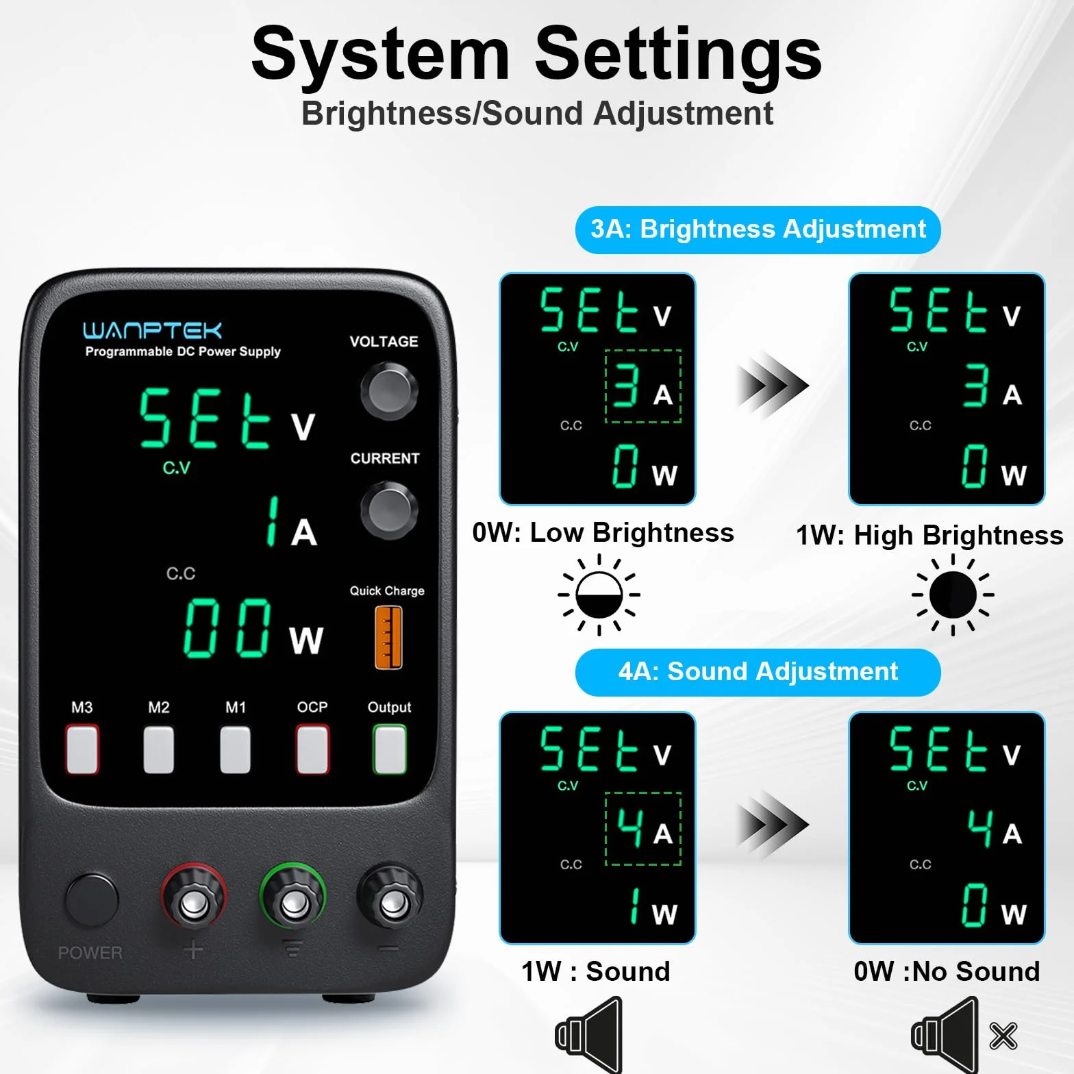 Fuente de alimentación de Regulable 30V 10A, Fuente Alimentacion de Laboratorio con 3 Grupos de Almacenamiento de Datos/Protección OCP/Pantalla LED de 4 Dígitos