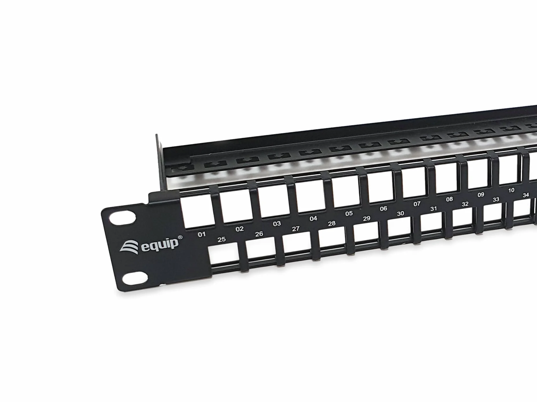 Panel de conexión Keystone Cat.6 sin blindaje de 48 Puertos, Negro
