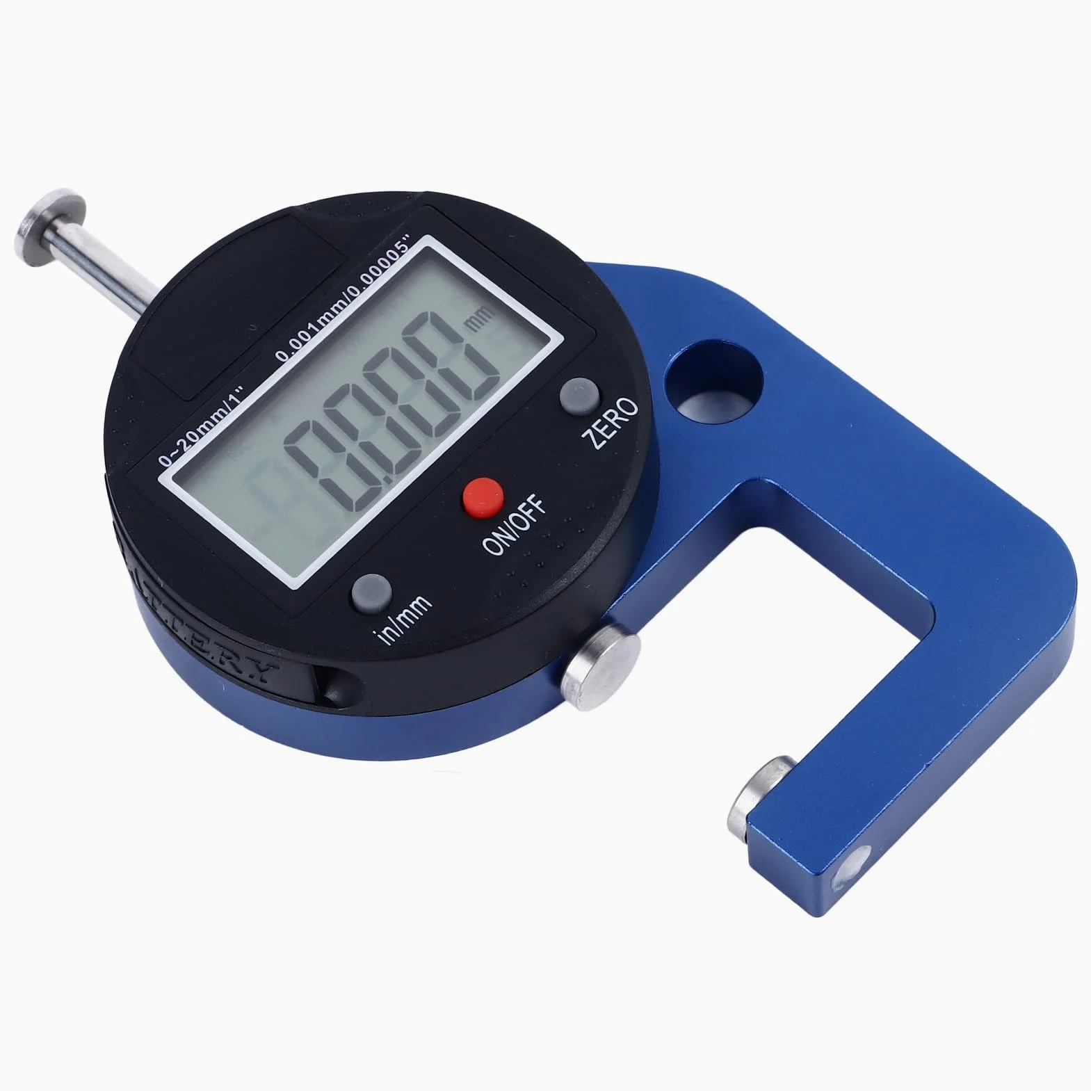 Medidor de espesor digital 0-20 mm Alta precisión Resolución de 0,001 mm Medidor de espesor de aleación de aluminio Herramienta de medición para procesamiento mecánico Uso