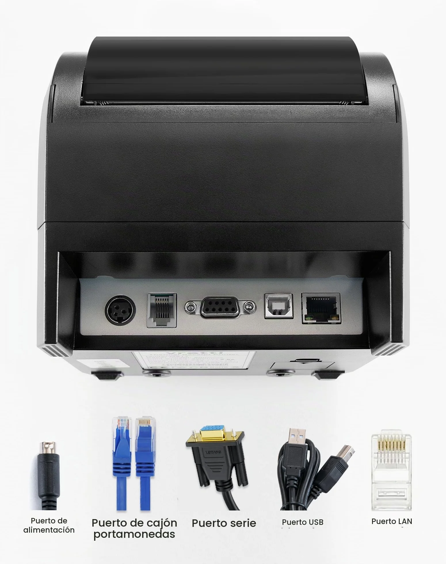 vretti Impresora de Recibo Térmica, Tikitera 80mm con Cortador de Velocidad Alta de 300 mm/s ESC/POS USB/Serial/LAN Compatible con Windows/Mac