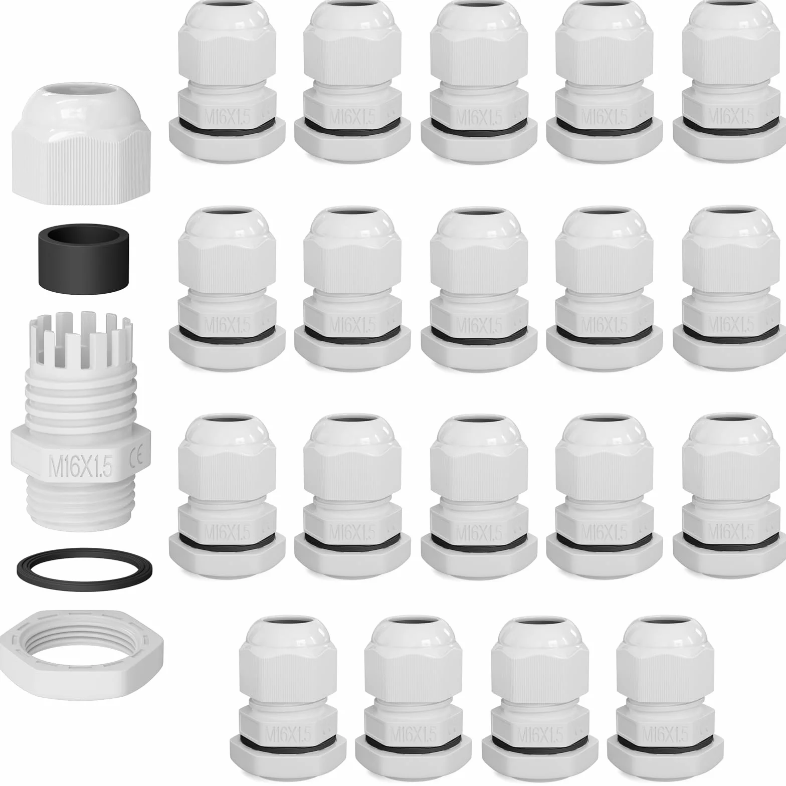 Prensaestopa M16 IP68 Impermeable Resistente al Polvo Resistente a UV Blanco hb-digital