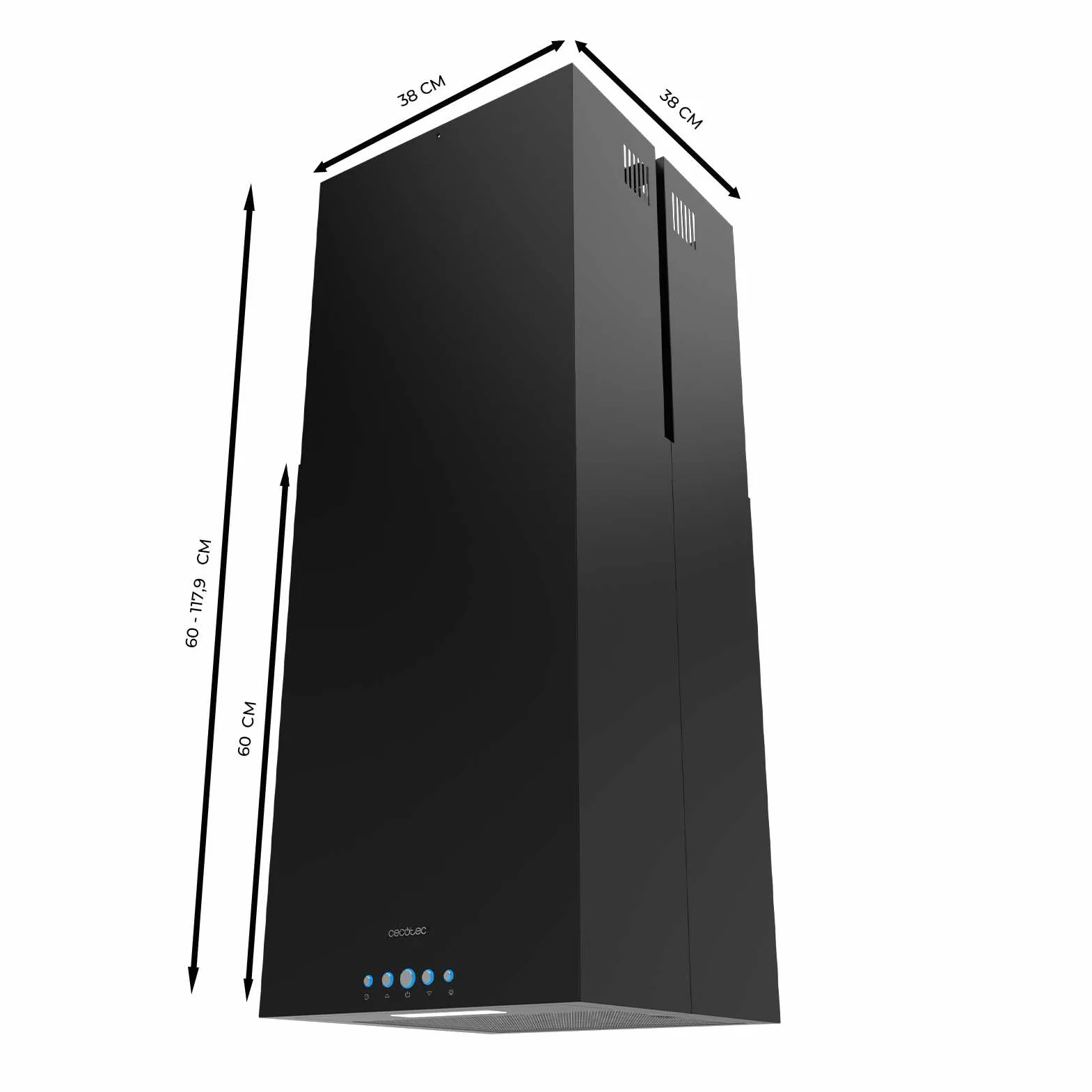 Cecotec Campana Extractora 38cm Isla Cuadrada Bolero Flux Ict 388000 Black A++ Negro 800m3/h 210W
