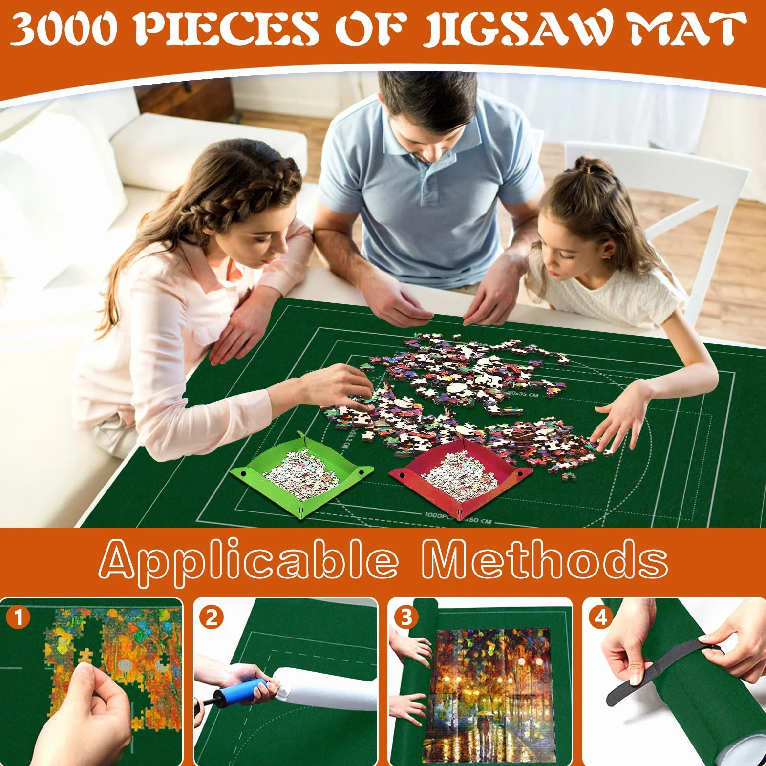MOYKSRR Tapete Puzzle, Estera de Rompecabezas Portátil, Puzzle Mat Roll Up para 1000-3000 Piezas