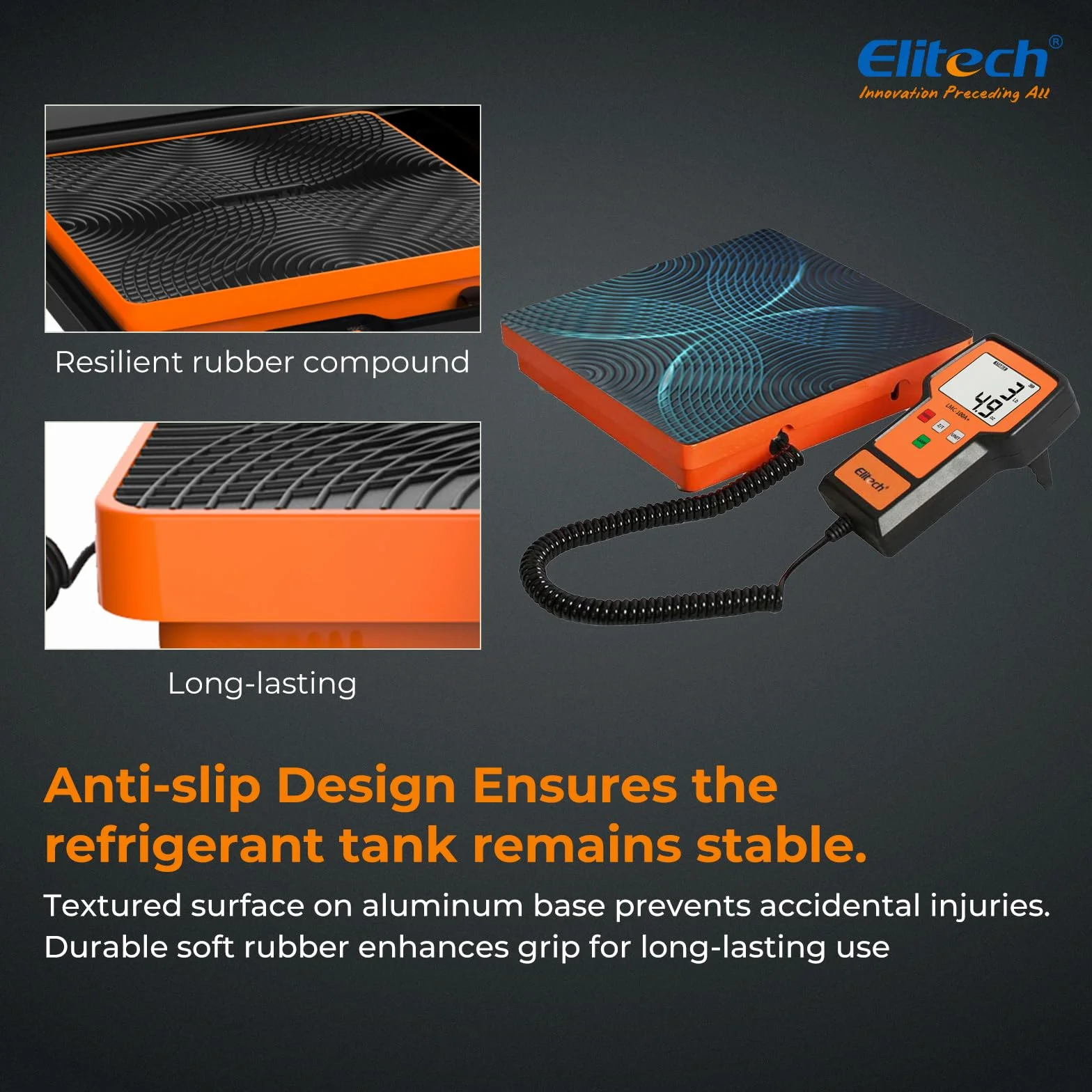 Elitech Báscula Electrónica Refrigerante 50KG de medición más Pesada para HVAC, Escala de Recuperación de Peso de Carga Electrónica de Refrigerante Inalámbrico LMC-100F+