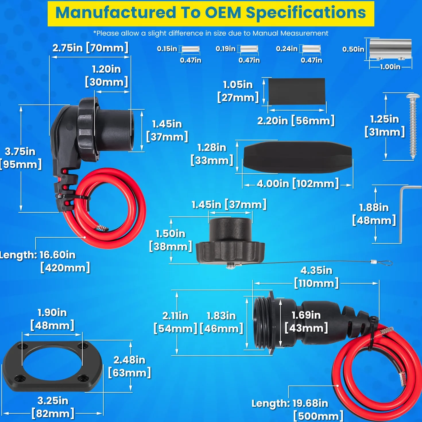 1865120 MKR-28 - Enchufe y receptáculo para motor de arrastre Minn Kota de agua dulce y salada, accesorio de batería macho hembra, impermeable, resistente, 8 AWG, nominal a 60 A hasta 48 V