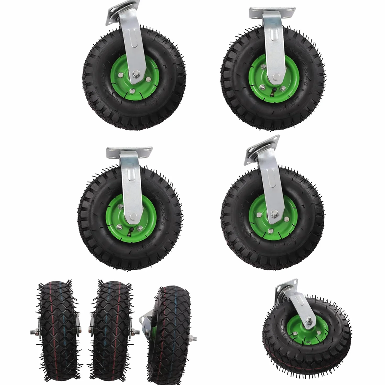Ruedas Para Muebles Pesados 215mm Juego de 4 Ruedas Giratorias con Cubos de Acero Amortiguadores Neumáticos