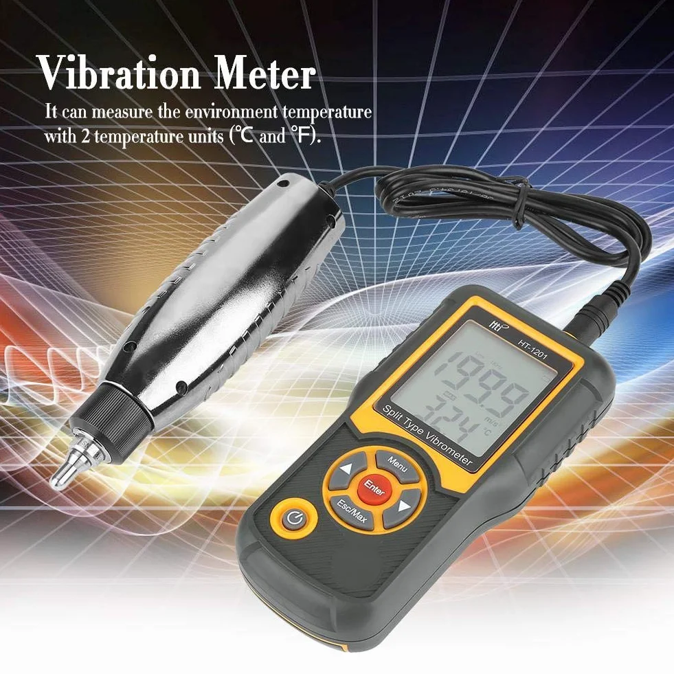 Walfront Medidor de Vibración Digital de Alta Precisión Tipo Dividido, Medidor De Vibración Vibrómetro de Aceleración 0, 1 – 199, 9 M/s2