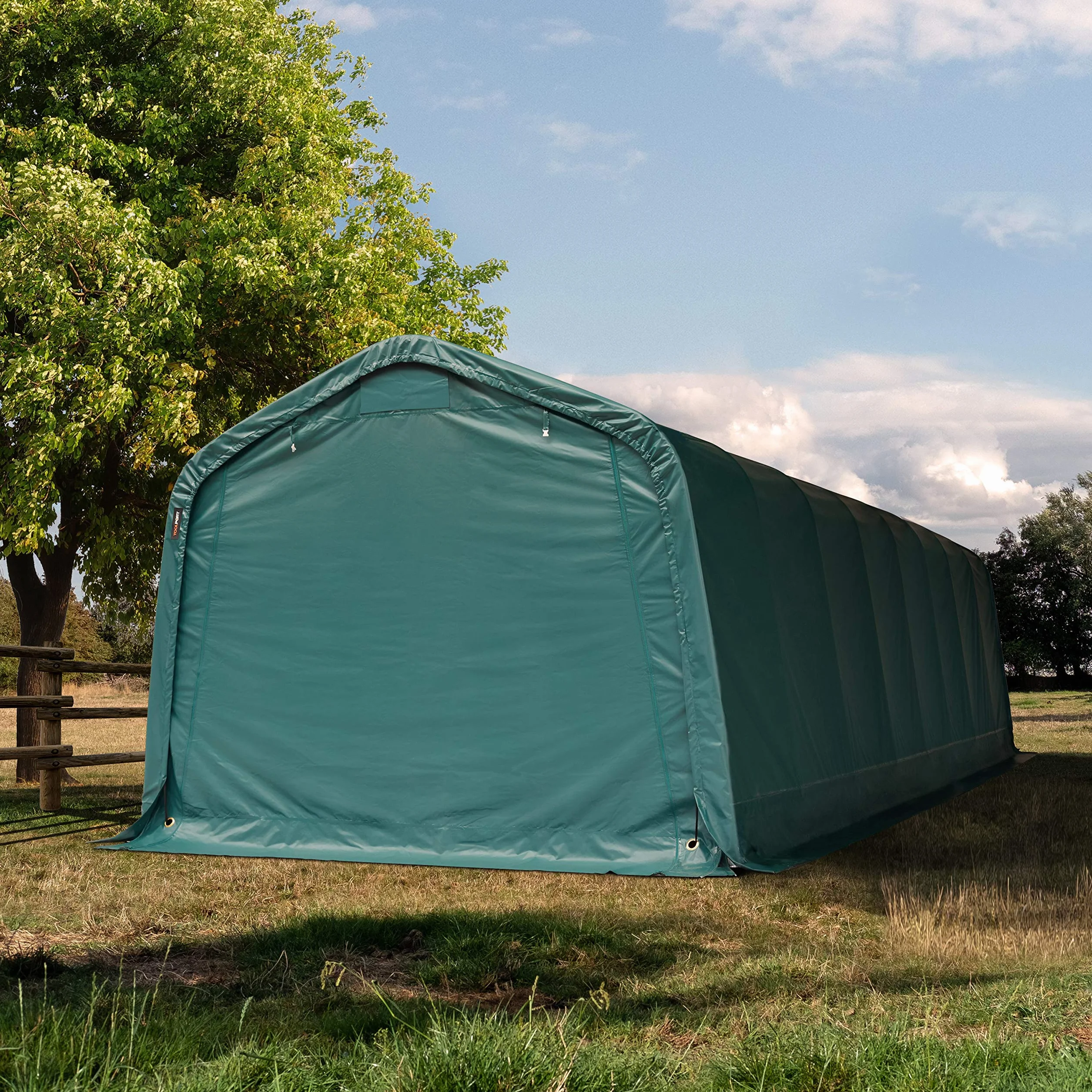 Robusto Refugio de pastizal 3,3x9,6 m Impermeable Lona PVC 800N Tienda de Almacenamiento, para Suelos de hormigón, Verde
