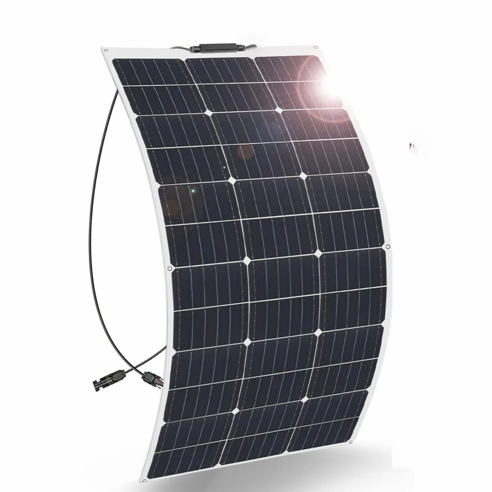 XINPUGUANG Panel solar flexible de 100 W, paneles solares semiflexibles de 12 voltios, panel solar monoflexible flexible fuera de la red, panel fotovoltaico para marina, autocaravana, cabina,