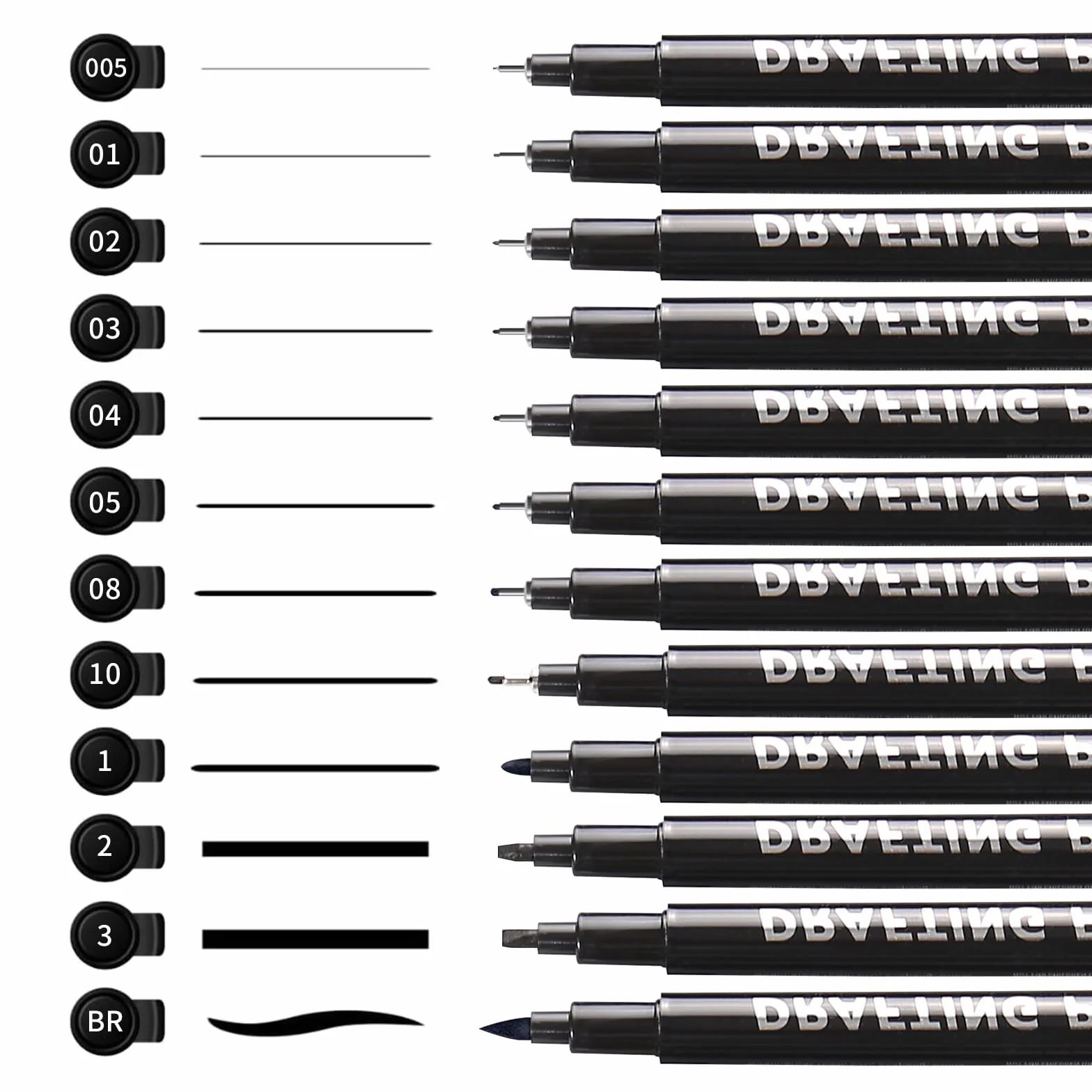 CRESZZLE rotulador negro punta fina, bolígrafos punta fina, conjunto de 12 rotuladores de dibujo profesionales, tinta sin ácido