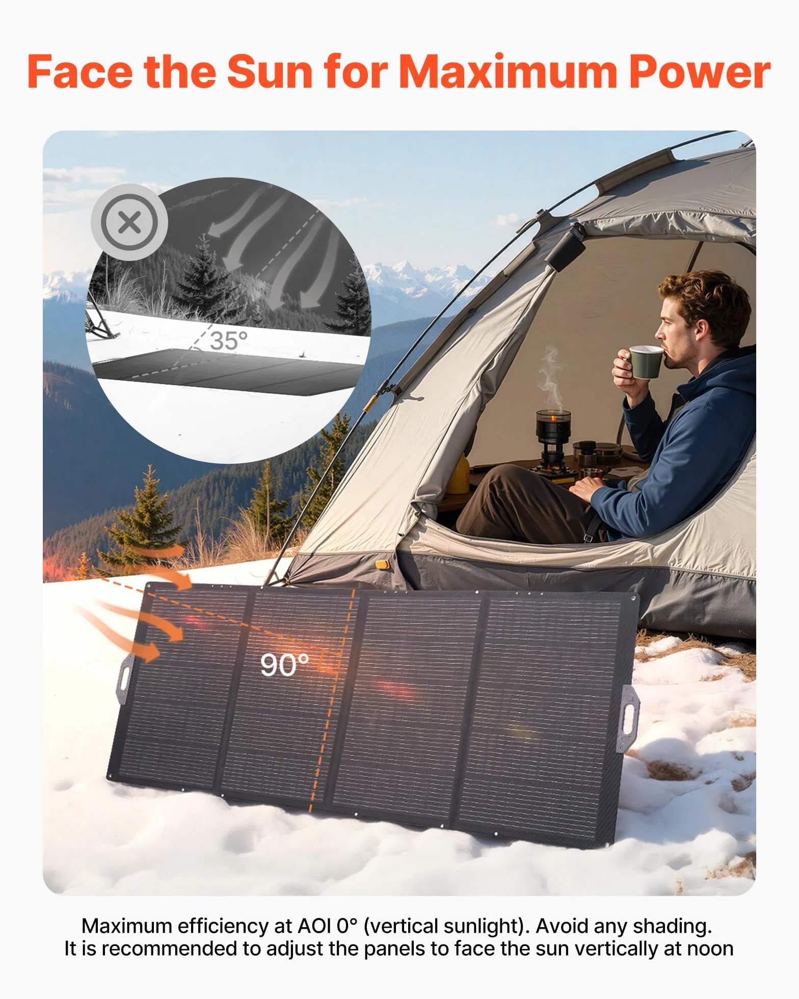 VEVOR Placa Solar Plegable 400W, Panel Solar Monocristalino Portátil, Eficiencia 24%, con Cable de MC4 y Adaptador de Conector, IP67 Impermeable, Compatible con Estaciones de Energía Acampada Viajes
