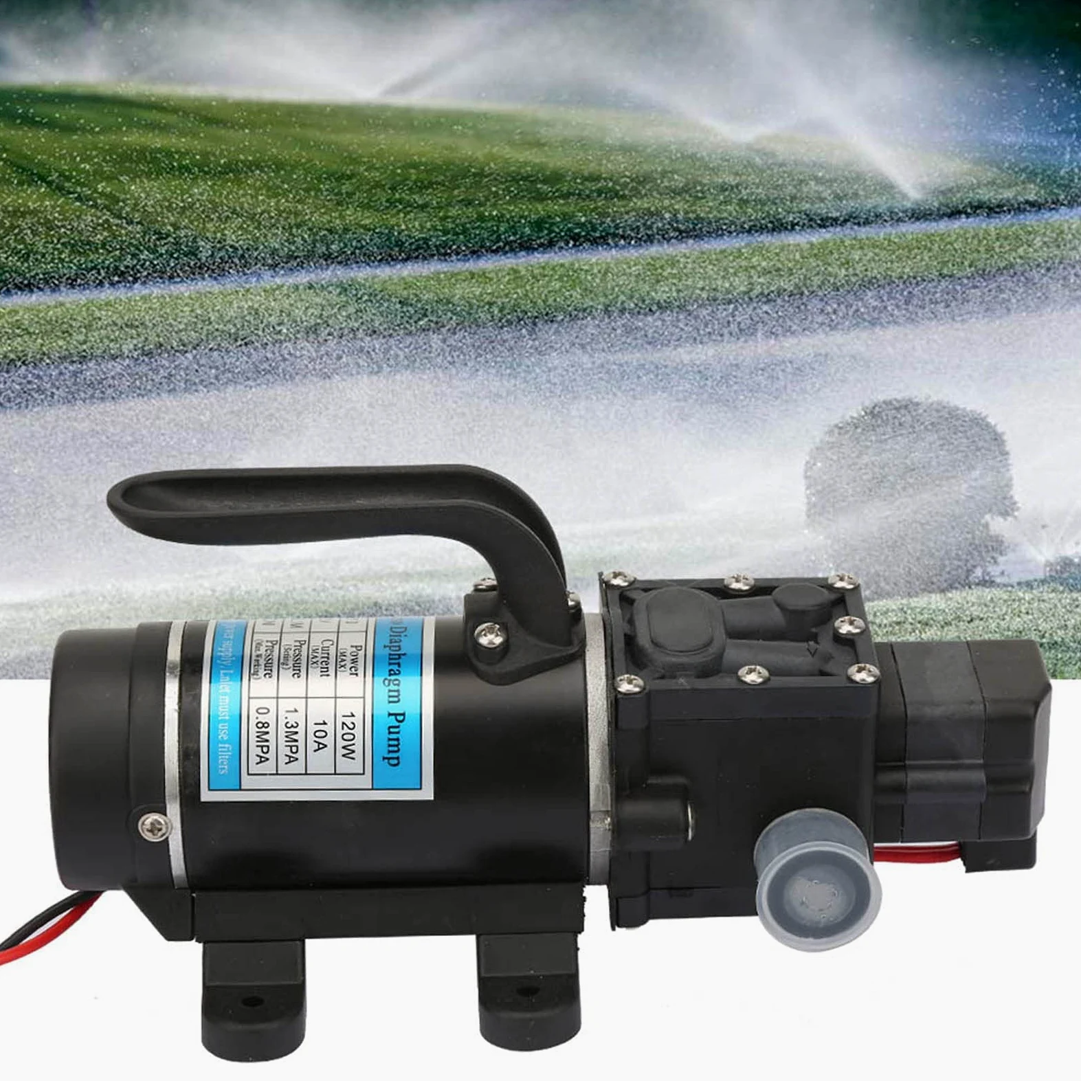Bomba de Agua de Alta Presión 120W 10L/m 12V/24V Bomba de Agua Eléctrica Bomba de Diafragma Autocebante para Lavadora a Presión Sistemas de Riego Amantes del Jardín Artesanos (12V 3210YD-12-120FS)