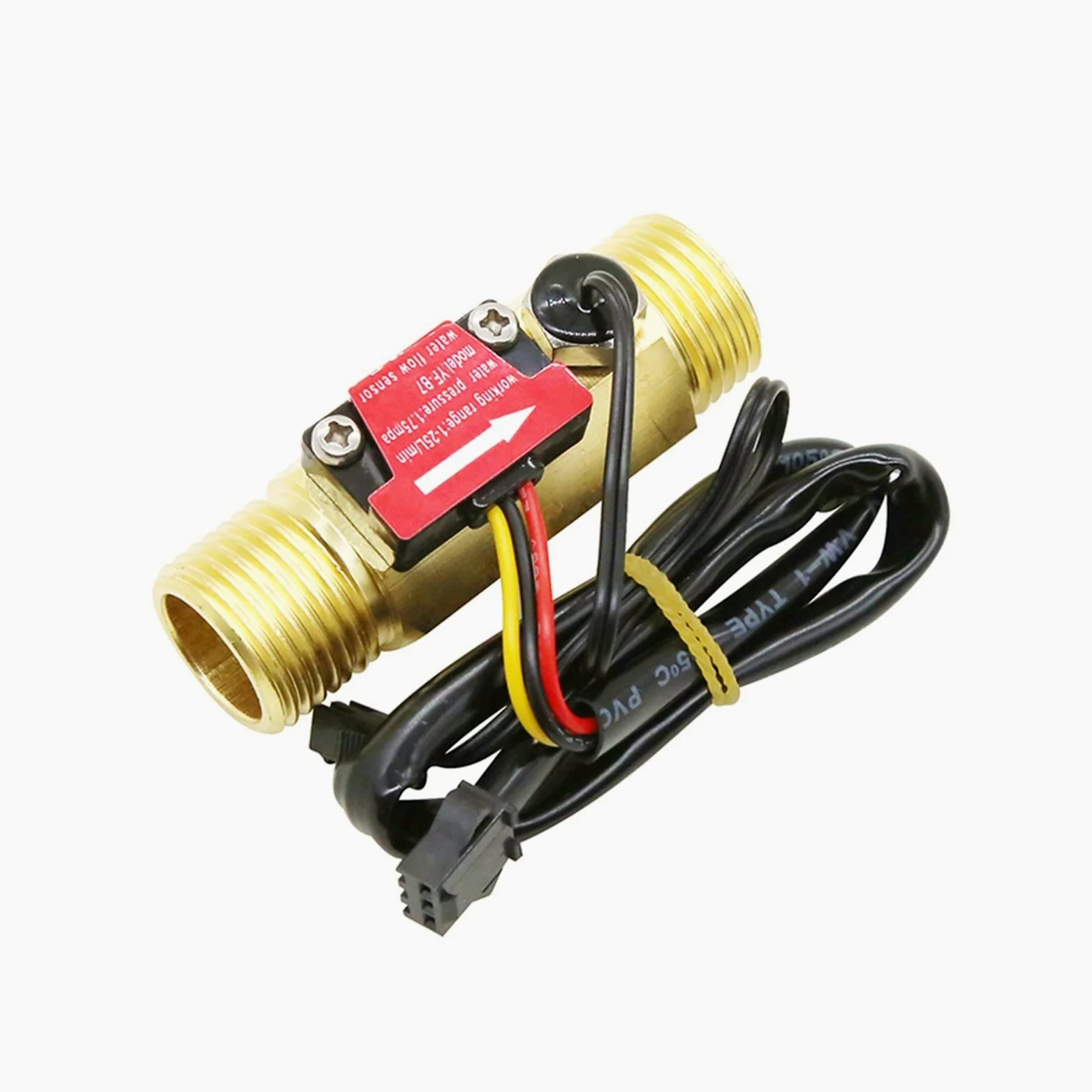 Sensor de Flujo de Agua DN15 DN20, Rosca Externa de latón de 1,75 MPa, caudalímetro de turbina de Pulso, DC5~18V con detección de Temperatura,para Un Funcionamiento Eficiente(DN20)