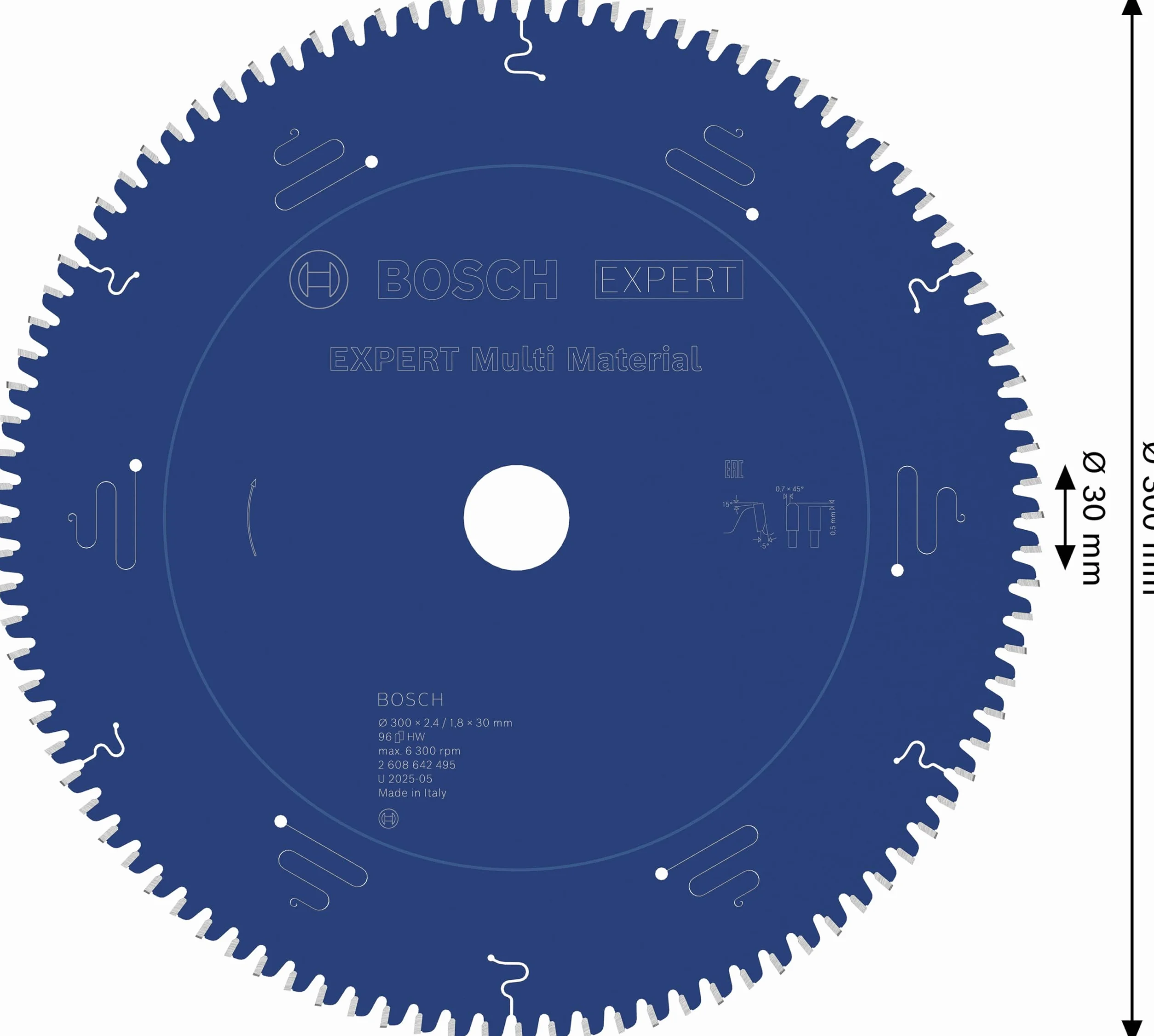 Bosch Hoja de sierra circular Expert for Multi Material 300 x 30 x 2,4 mm 96