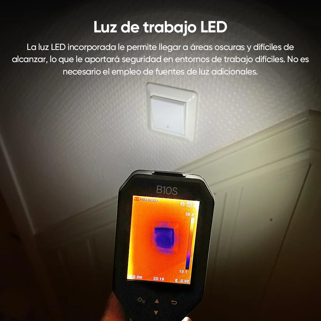 Cámara térmográfica HIKMICRO B10S con resolución IR 256 x 192, con cámara visual de 2MP, cámara de imagen térmica para inspección del hogar, 25 Hz, LCD de 3,2" Resolución 640 × 480, IP54, -20°C~550°C