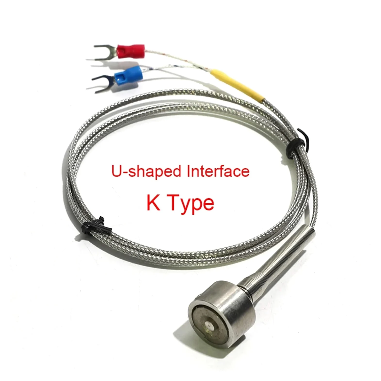 Enchufe de interfaz termopar adsorción magnética fuerte con cable blindado acero inoxidable 1 pieza(PT100 5m)