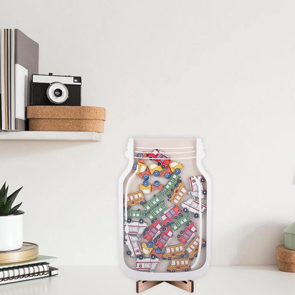 YunBey Tarro de Recompensa de Automóviles de Madera Personalizado para Hogar y Clase Niños Niñas