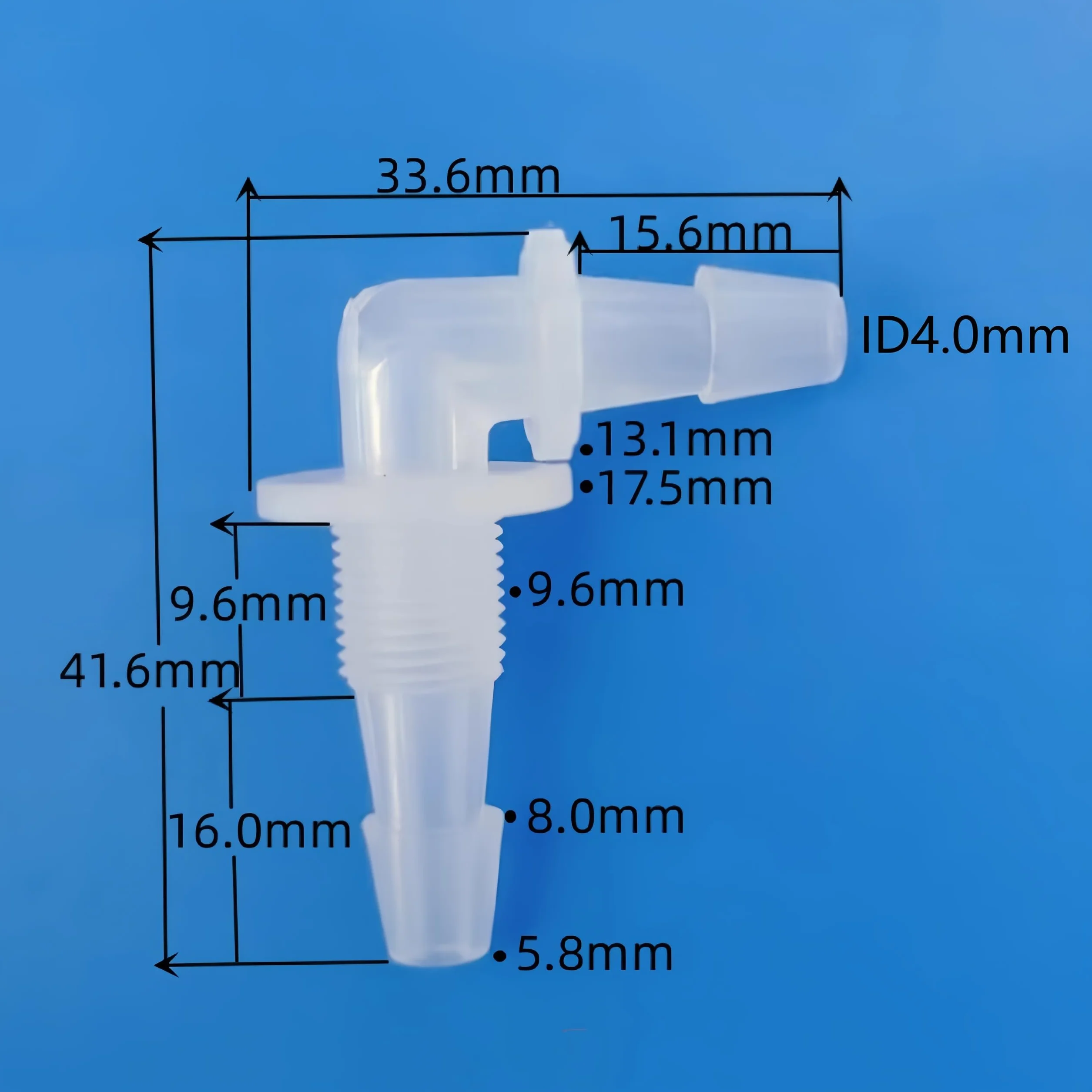 Accesorios de mamparo tipo L de 5,6 mm - Conector de púas de manguera de plástico reutilizable igual a rosca macho de 1/8G con tuerca(50pcs)