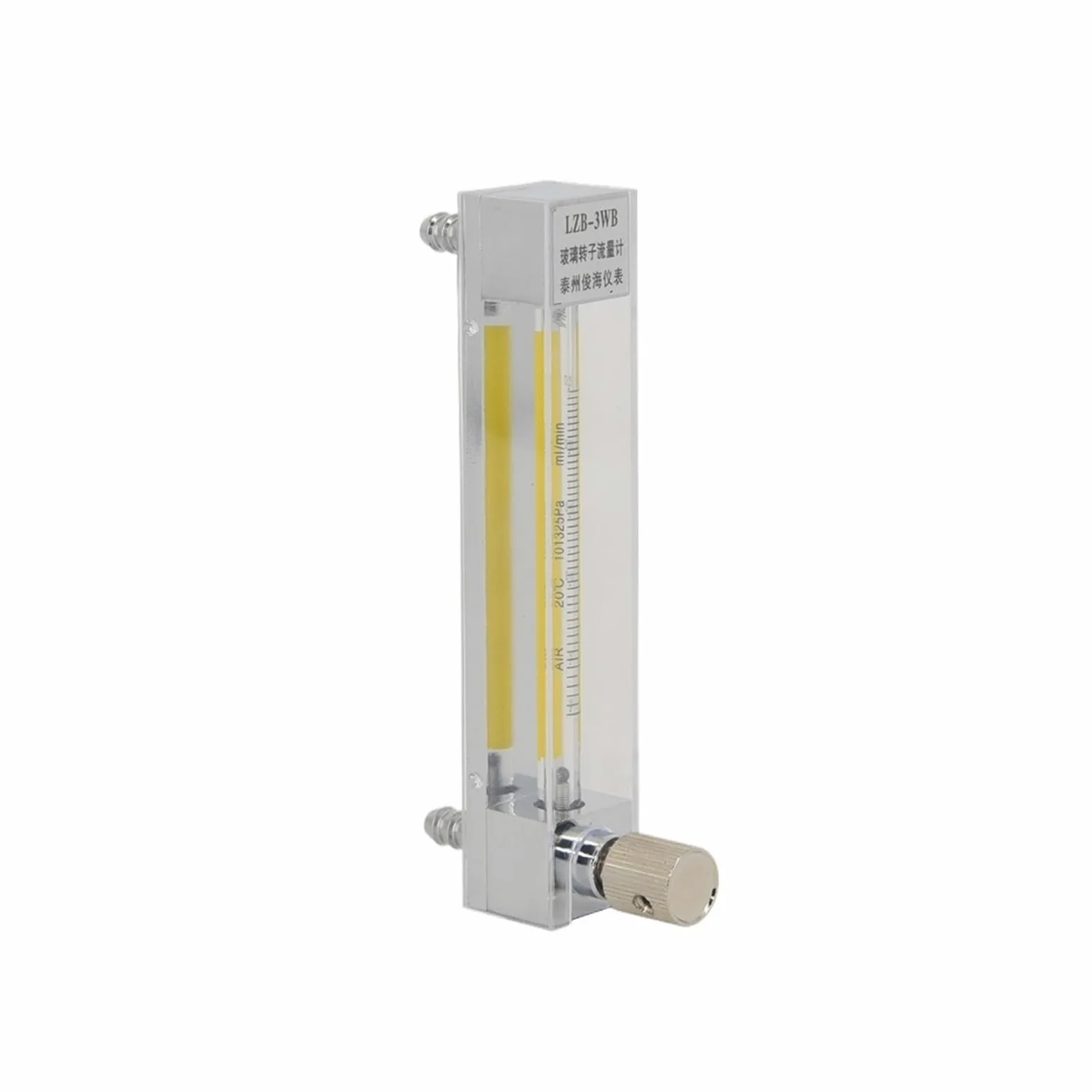 LZB-3WB, rotámetro de vidrio for caudalímetro de gas/aire con válvula de control. Amplio rango de medición, permite ajustar el caudal.(40-400ml Pmin - gas)