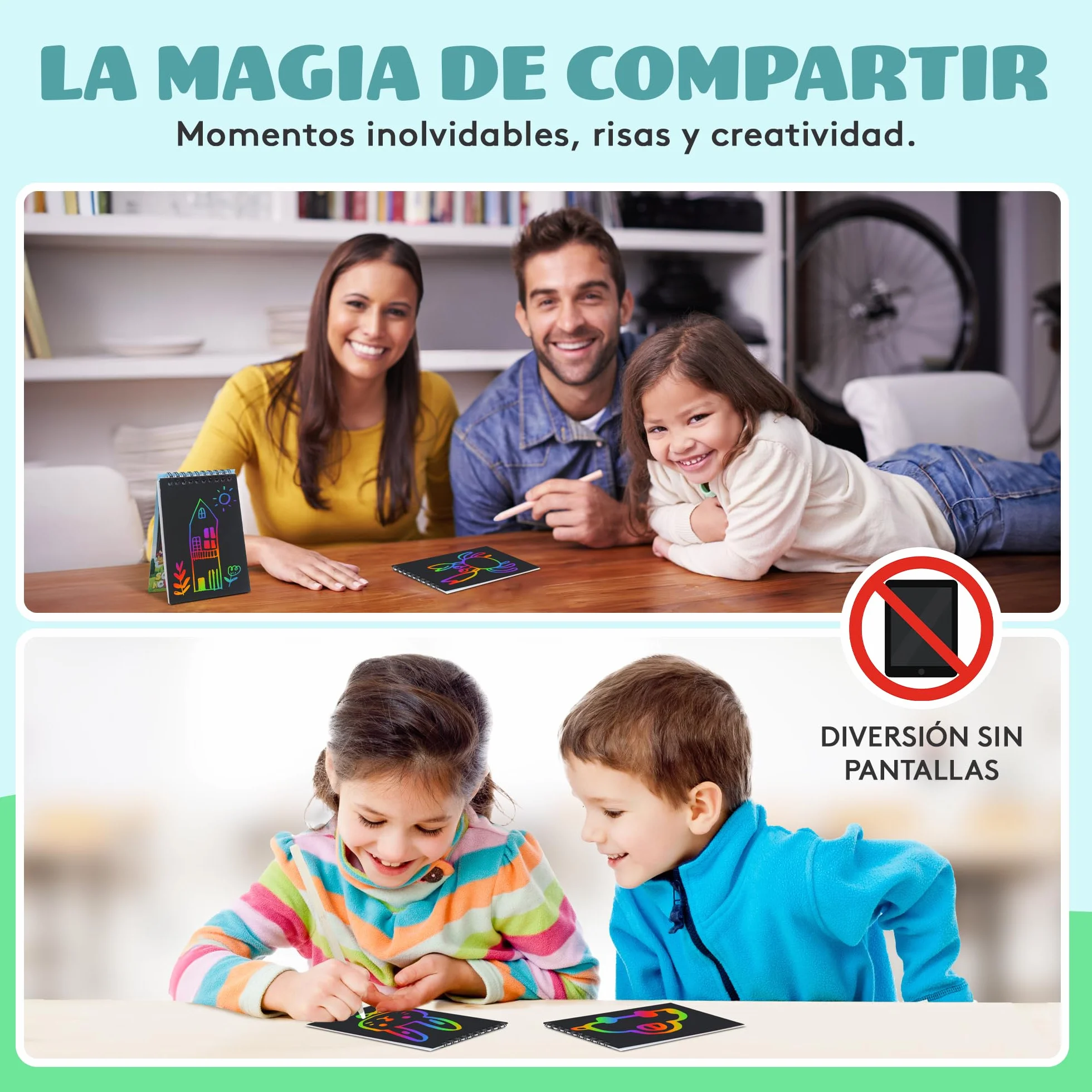 25 Pack Regalos Cumpleaños Niños Colegio - Libretas Scratch Art Manualidades Dibujo Papel Rascar 4-8 Años