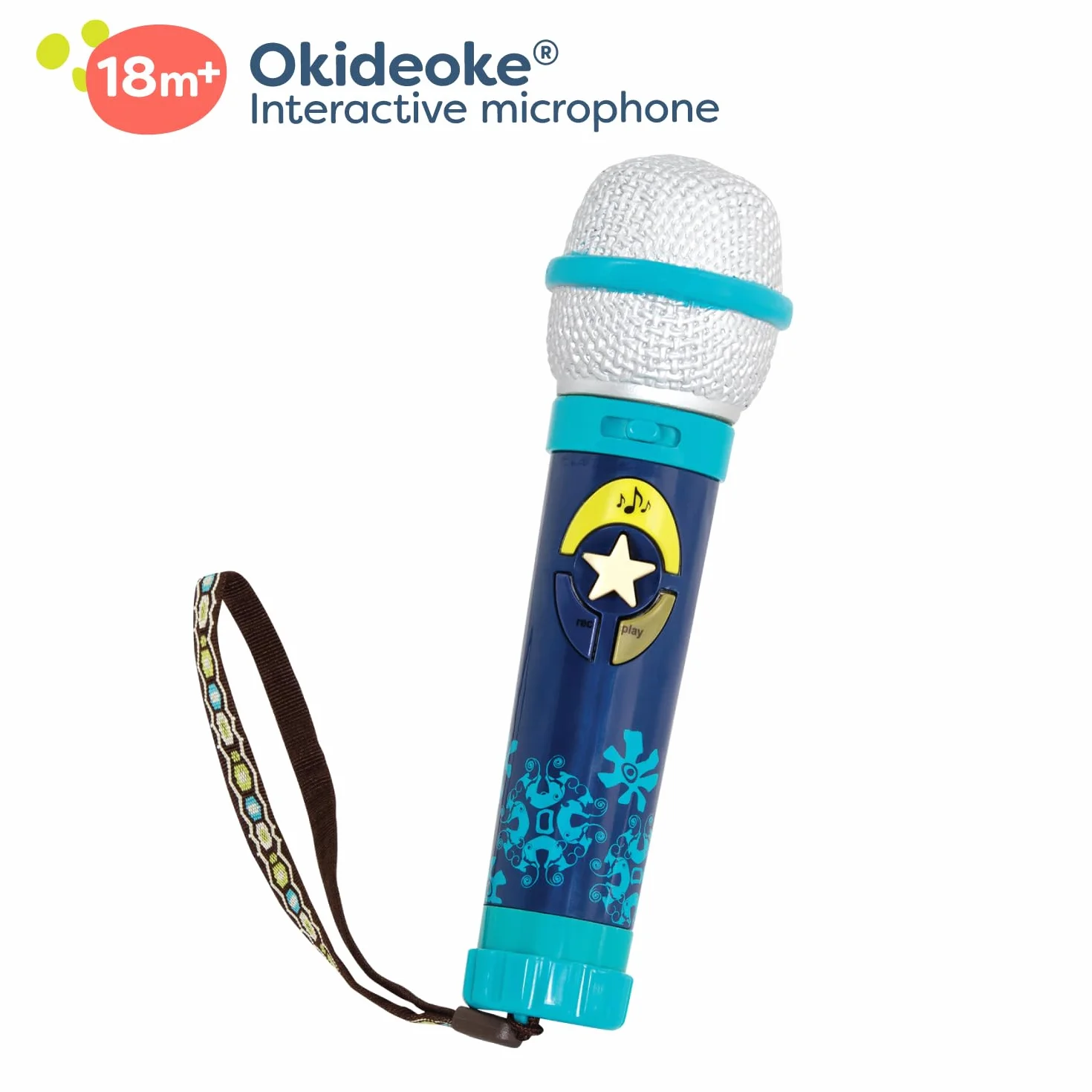 B. toys Okideoke Micrófono para niños Karaoke Juguete 8 Canciones pregrabadas Control Volumen Tempo 18 Meses+