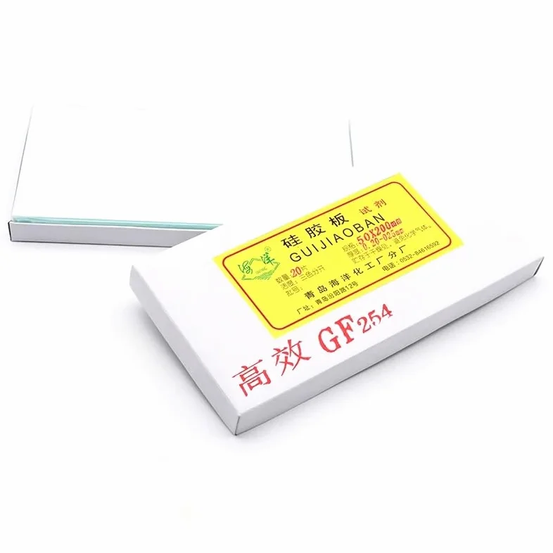 Placa de gel de sílice for cromatografía en capa fina Lab GF254, losa de vidrio TLC que contiene placa de gel de sílice fluorescente for desarrollo de color (50 x 100 mm, 40 unidades)(50x200mm 20pcs)