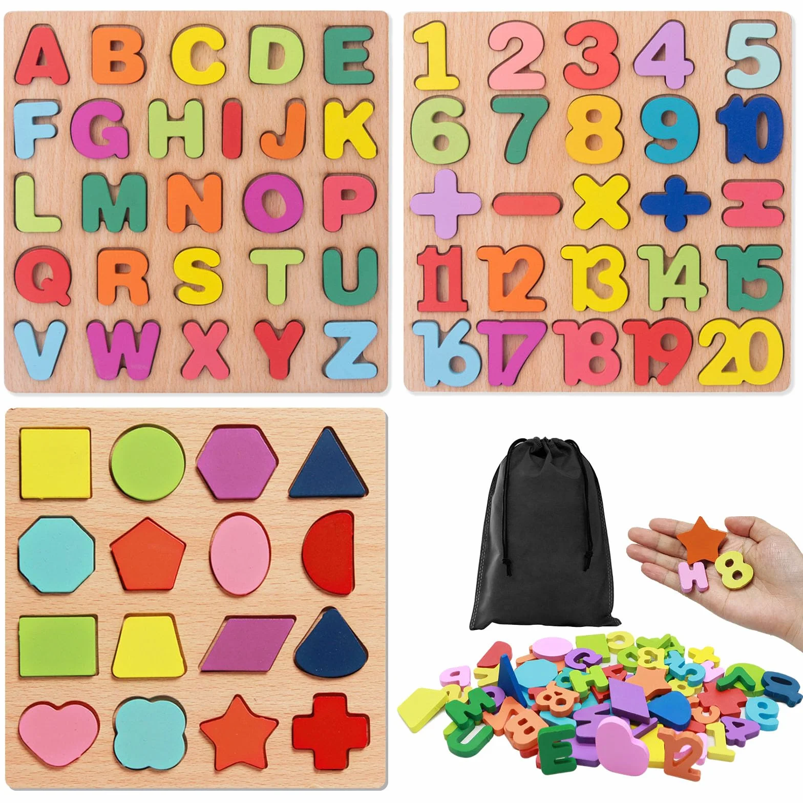 ZOCONE Puzzle Madera Letras y Numeros Rompecabezas Alfabeto Juguetes Niños Montessori Juegos Educativos 1 2 3 4 Años Regalo