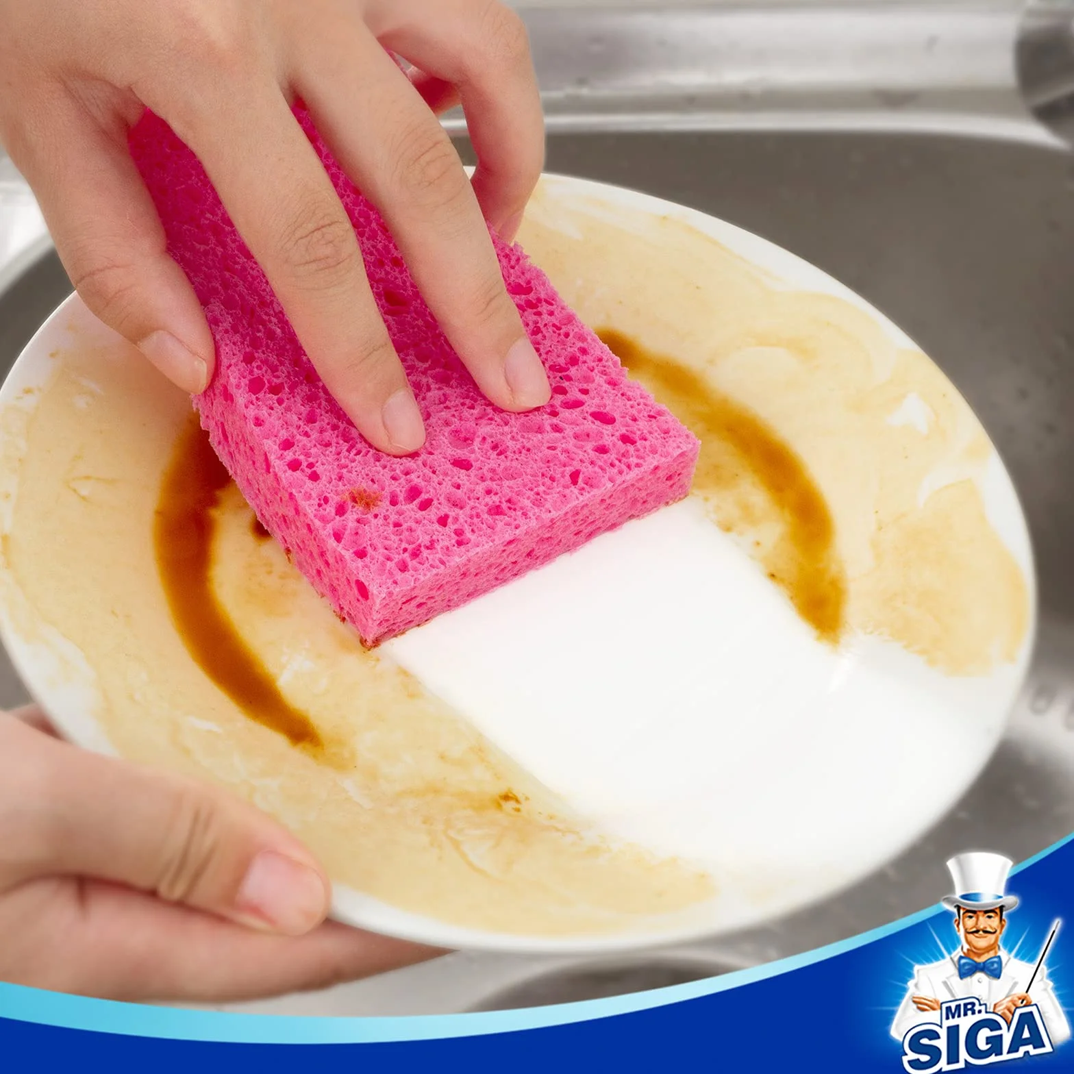 MR.SIGA Esponja de Cocina de celulosa, esponjas para Fregar Limpia ollas sin rayones Esponja de Limpieza vajilla Muy Absorbente, 12 Piezas