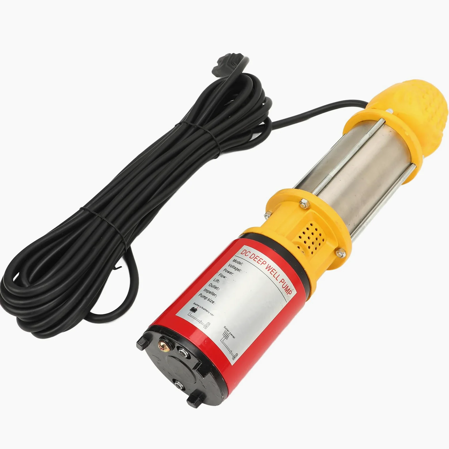 Ejoyous Bomba de Pozo Profundo CC Bomba de Pozo Sumergible Solar de Acero Inoxidable 400 W DC 48 V 6 M3 H 18 M Elevación 3 Tamaños de Salida para Riego de Granjas Jardín Estanque Transferencia de