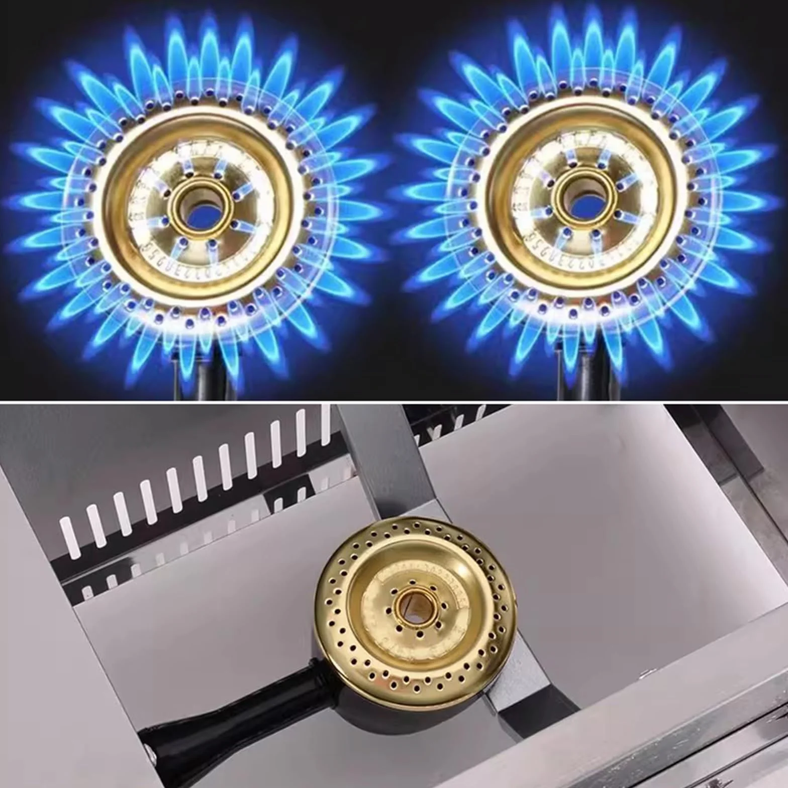 Freidora de gas, freidora de gas profesional de acero inoxidable comercial con cesta y tapa, Freidoras 2x10L Doble Tanque para encimera de restaurante comercial Máquina (10L+10L)