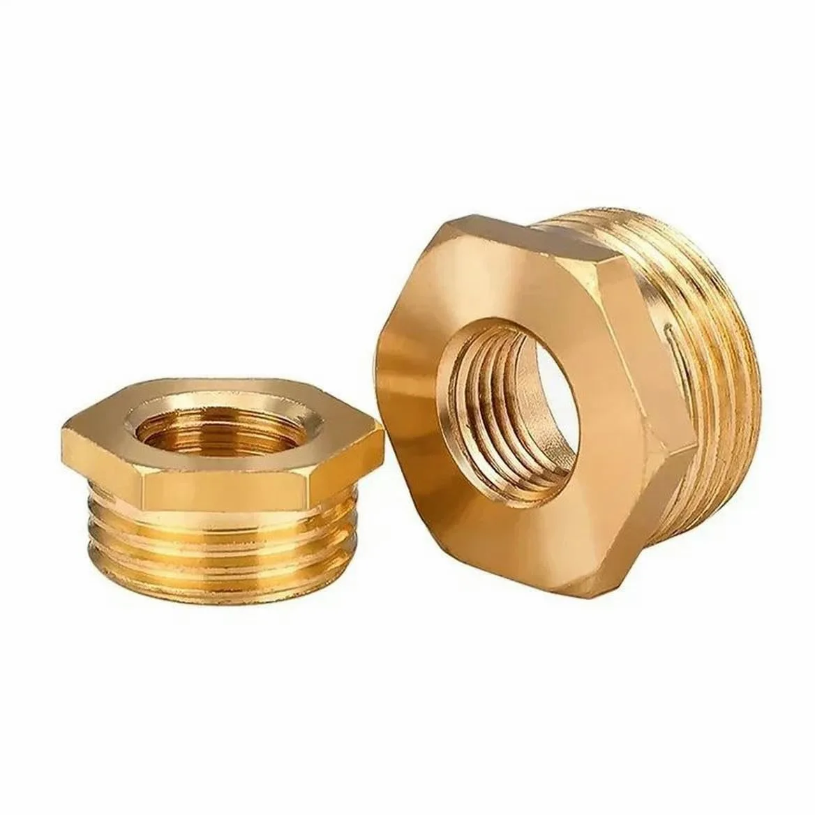 Conector de tubería reductor de buje hexagonal de latón F a M roscado 1/8 1/4 3/8 1/2 3/4 Conector reductor de adaptador de gas de agua de cobre-F 02 a M 06-20 piezas