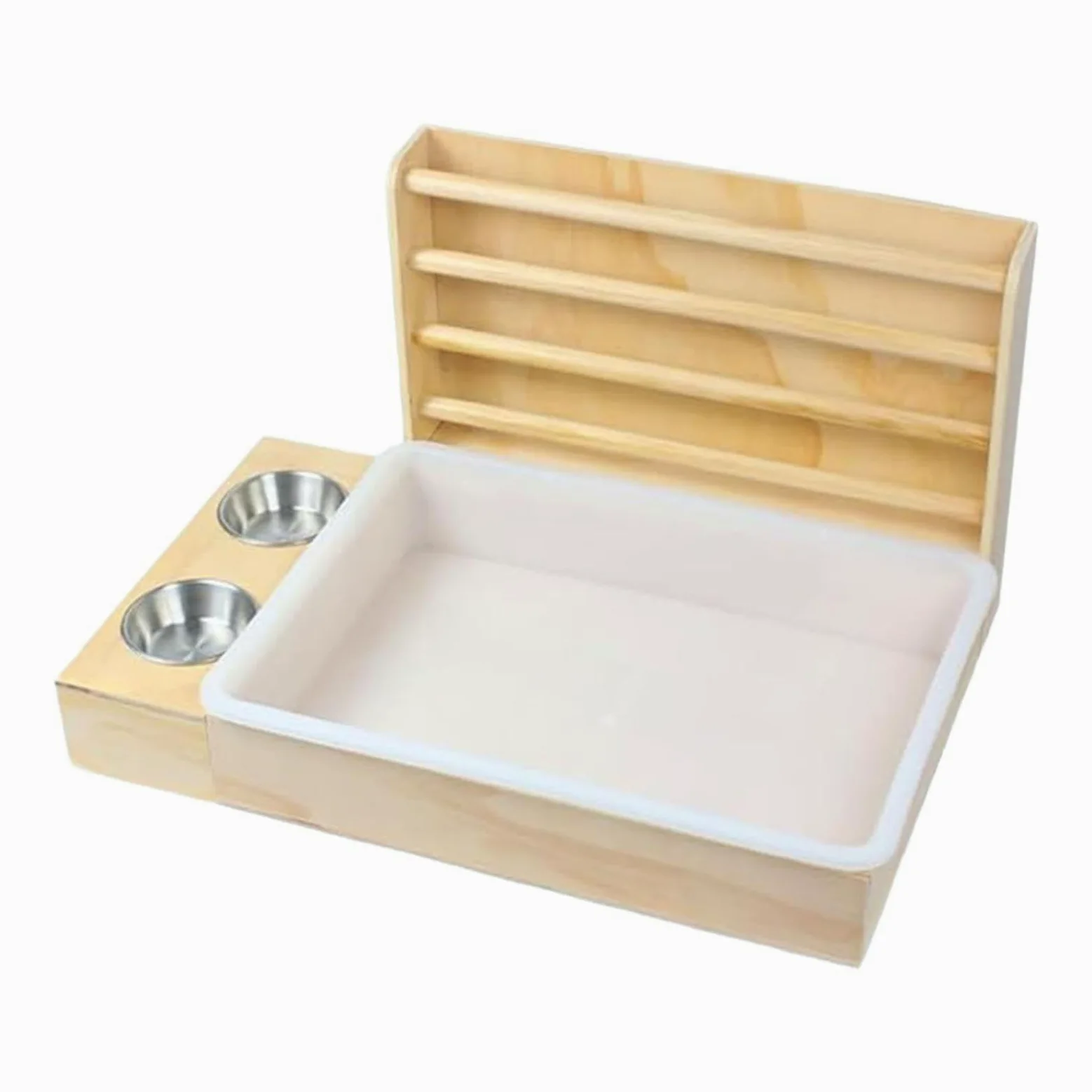 Comedero Exterior de para Conejos con Caja de Arena para Hámsters, Conejos Y Animales Pequeños