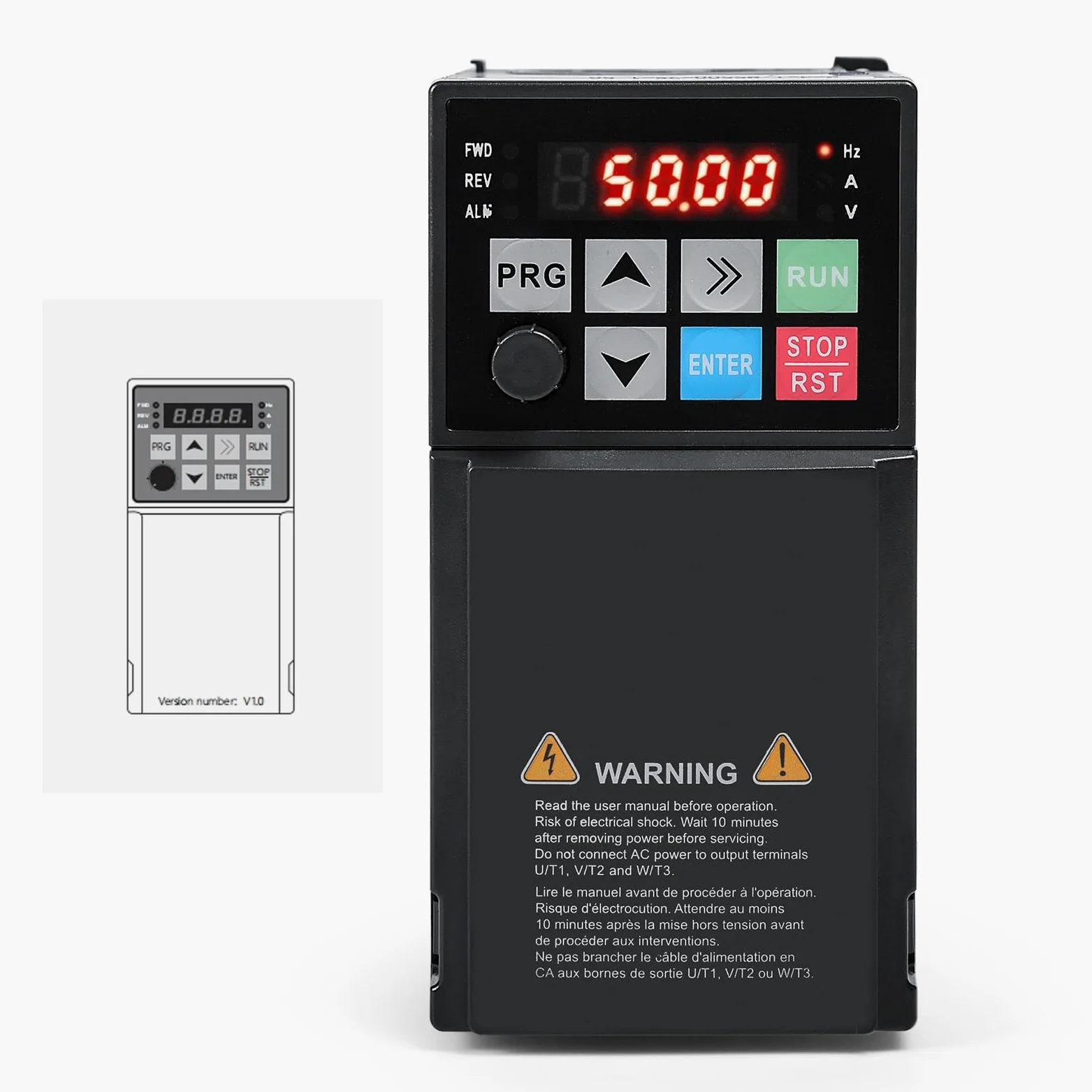 DEWIN Variador de Frecuencia Trifasico 380V, 2.2kW 380V Entrada Trifásica Salida Trifásica, Variador Velocidad Variador de Frecuencia VFD Inversor(Modelo de fábrica:MS500-4T-2.2G)
