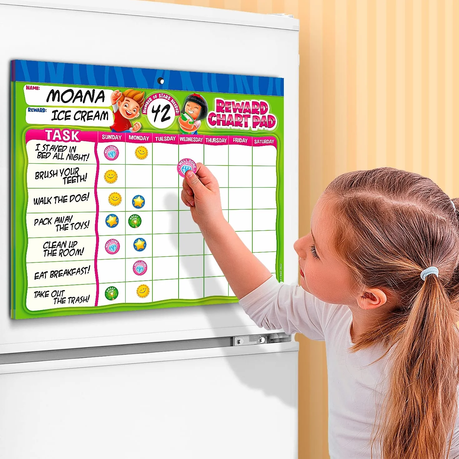 Sistema de gráficos de recompensas de comportamiento, bloc con 26 tablas de tareas para niños, 2800 calcomanías