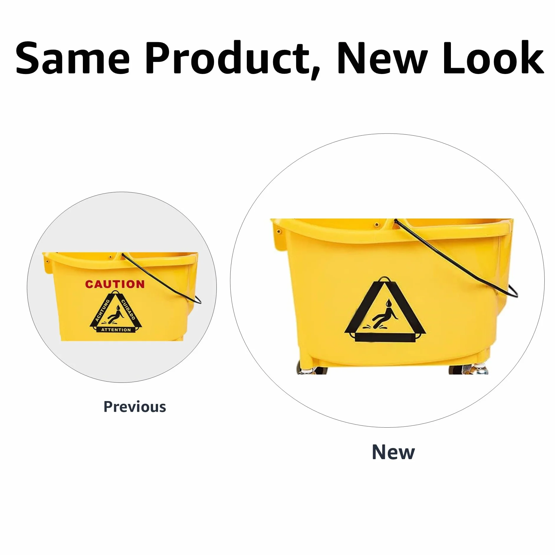 Amazon Basics Cubo rectangular para fregona Kentucky con ruedas duraderas y combinado con prensa de escurrido a presión, 33 litros/ 35 qt, amarillo