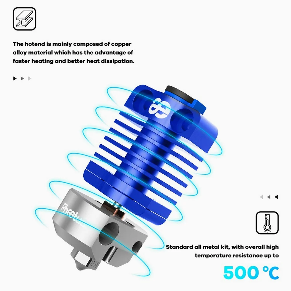 Kit de Cabezal de extrusión Dragonfly BMS - Aislante térmico bimetálico, Boquilla de Cobre Plateado, Bloque de calefacción para Impresora 3D CR10, Ender 3s, Ender 3 Pro, V2, CR-10, Ender 5 Pro