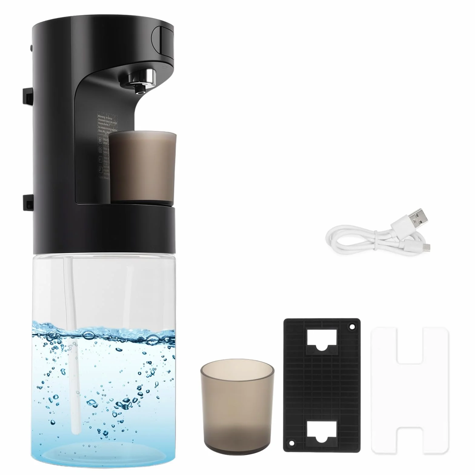 Dispensador automático de baño sin contacto Longzhuo 600 ml USB-C recargable S15 Negro