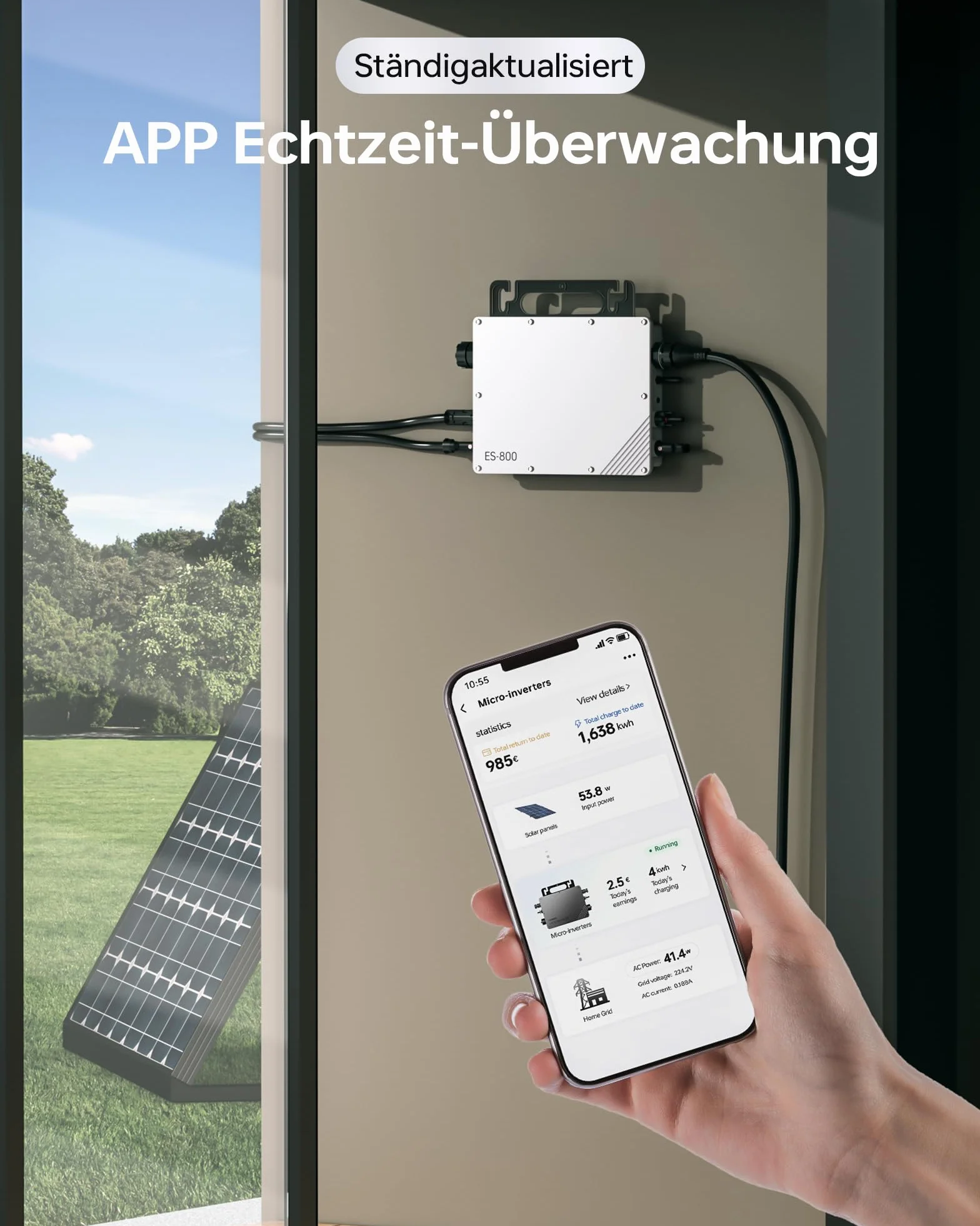 Micro inversor de 800 W, inversor Solar MPPT, Entrada de Red microsolar, Plug and Play, fácil instalación, vigilancia WiFi con aplicación IP67, Resistente al Agua