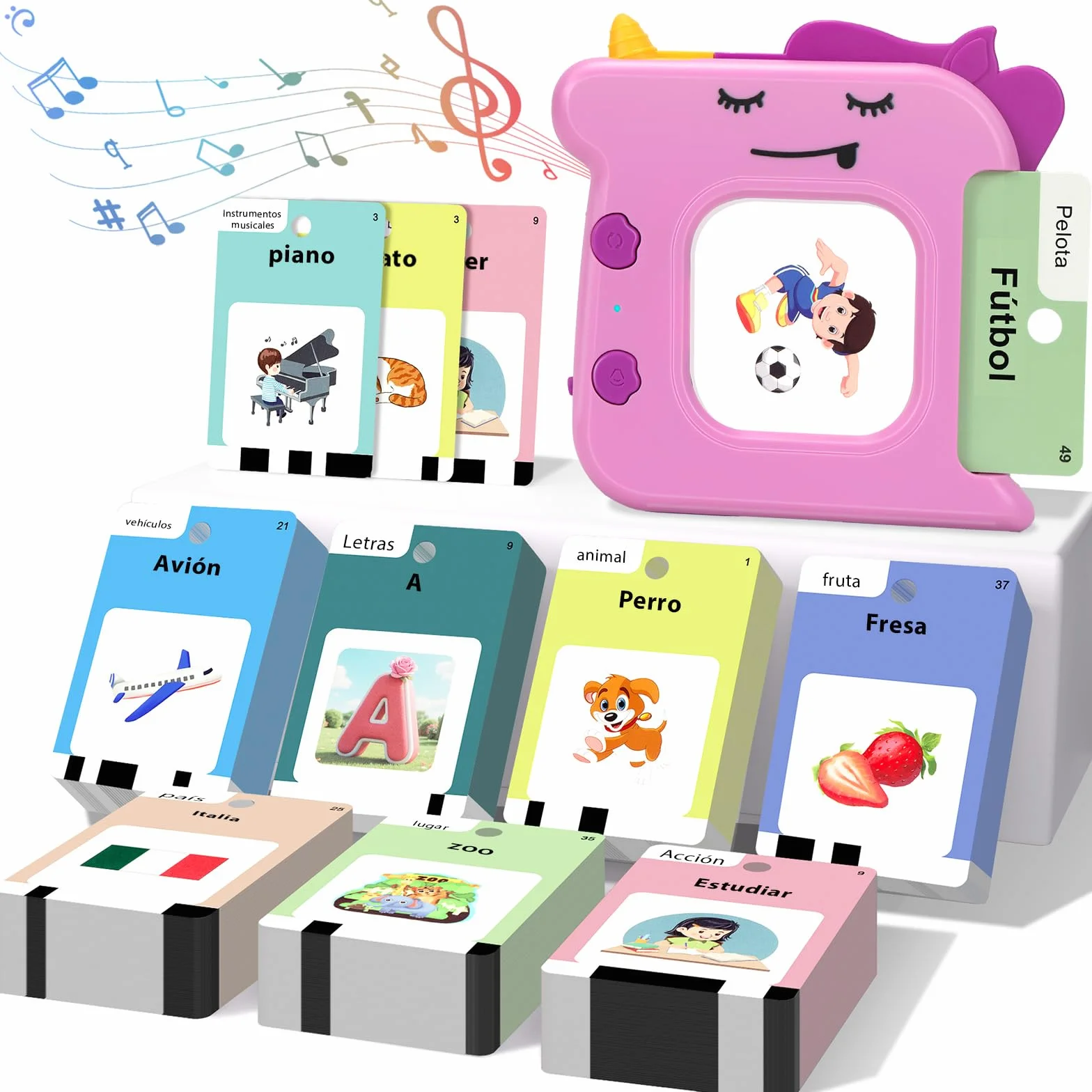 420 Palabras Tarjetas Flash Parlantes Español, Juguetes Educativos para Niños 3-6 Años, 112 Hojas, Juguete Montessori