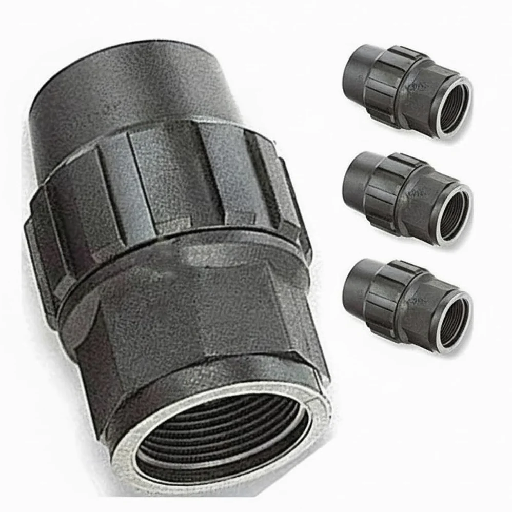 Suinga Pack 4 Enlace Hembra Polietileno 75mm x 2 1/2'' para Tuberia de polietileno 75 mm | Enlace rosca Hembra 75 Aenor | Conector riego, negro