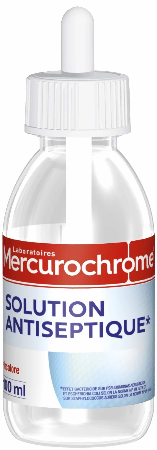 Mercurochrome Solution Antiseptique Incolore 100 ml