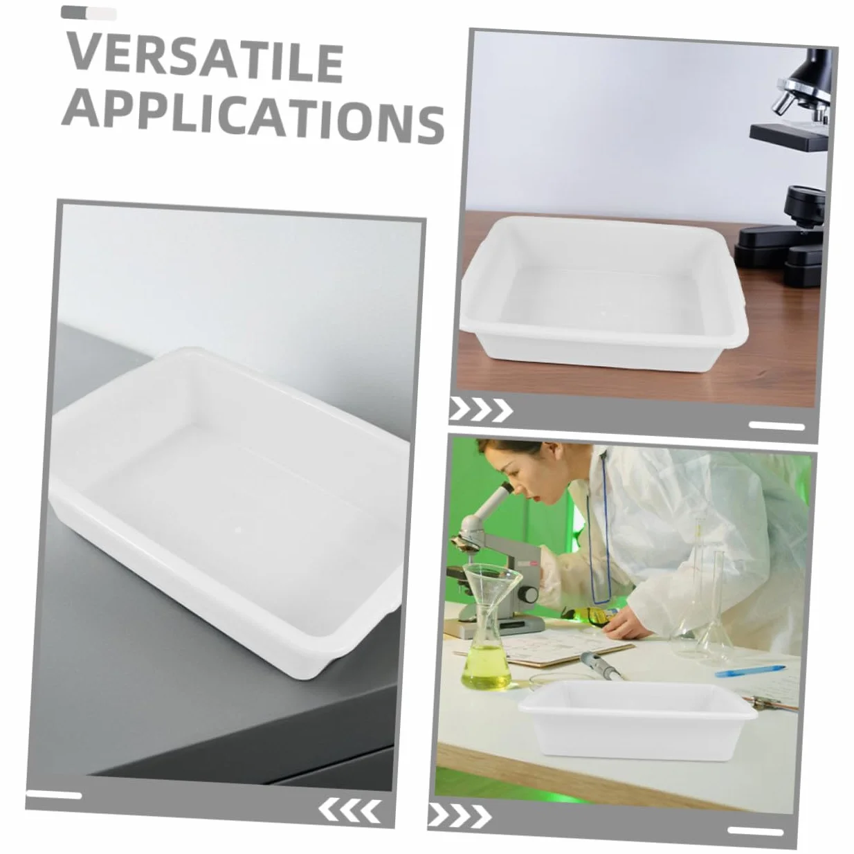 Veemoon Bandeja de laboratorio de plástico pequeña 24x17x6.5 cm resistente a ácidos almacenamiento reactivos químicos