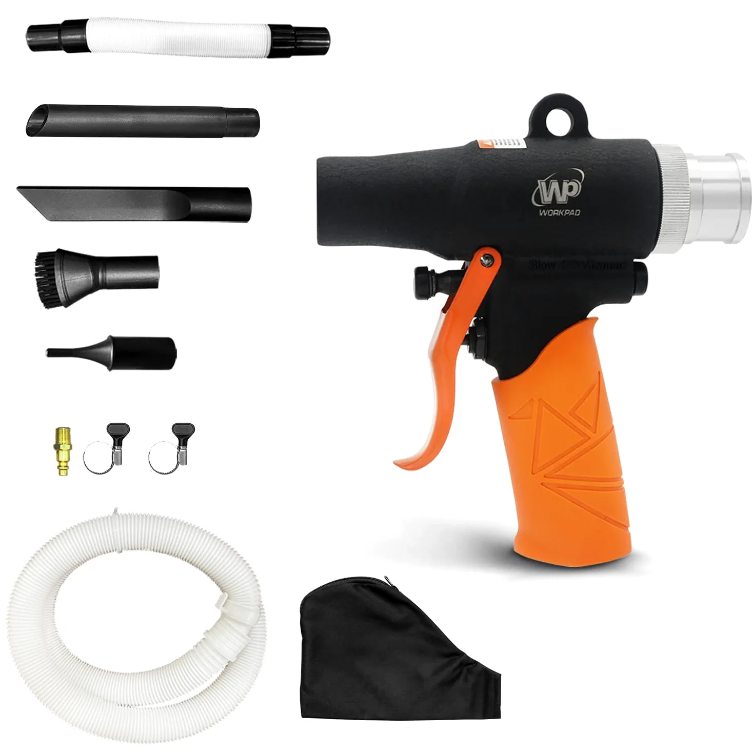Pistola de plumero de aire, WP WORKPAD de soplado/succión Pistola de soplado de polvo de doble propósito Herramienta de limpieza neumática con diferentes accesorios de boquilla