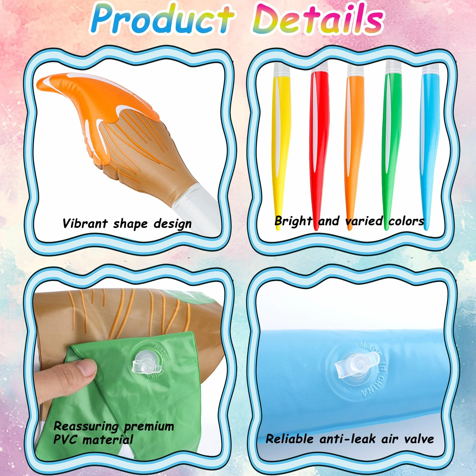 BOXOB Juego Pinceles Inflables Gigantes 105cm Globos Grandes 5 Colores
