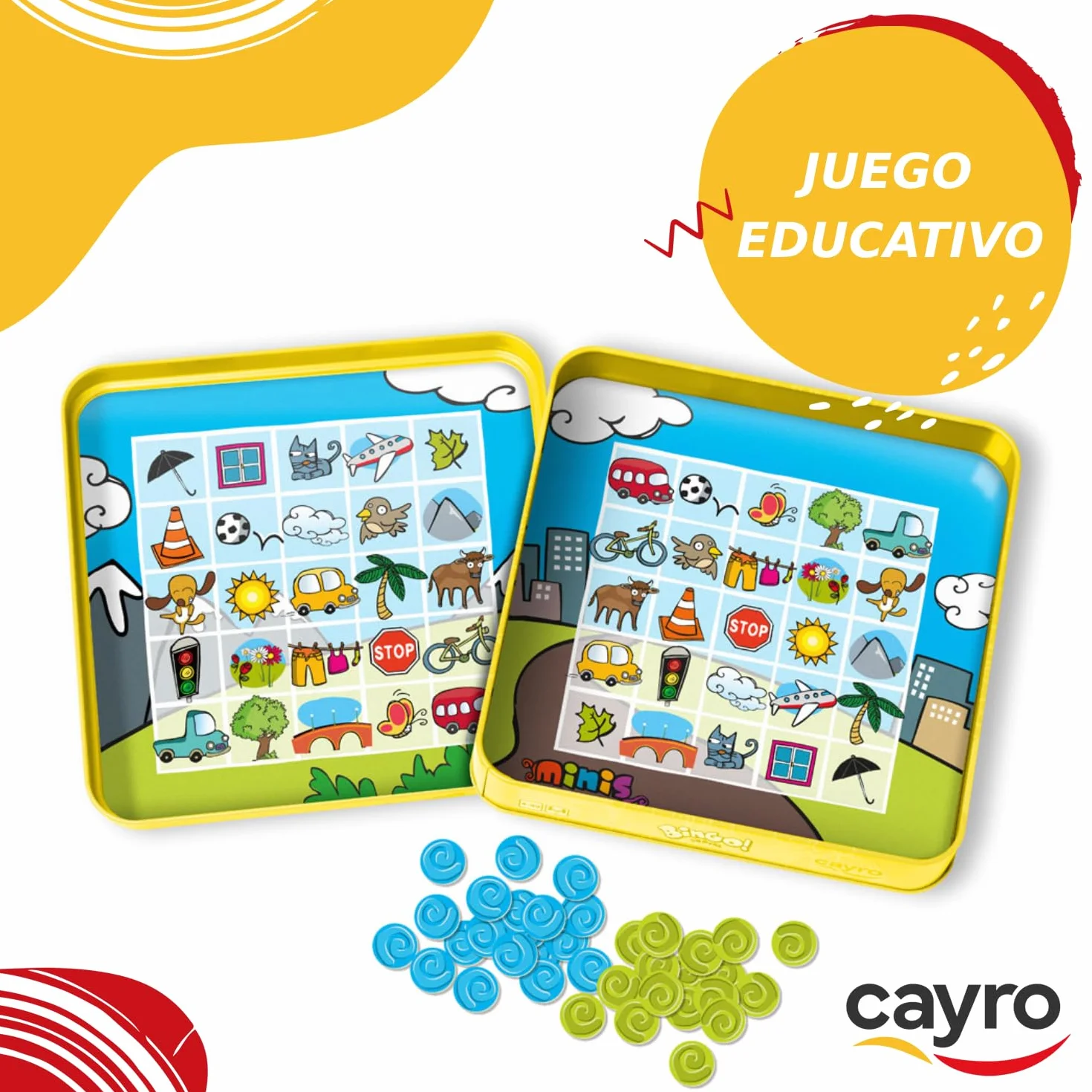 Cayro Bingo Travel Juego de Mesa para Niños y Familias 2 Jugadores 4-99 Años