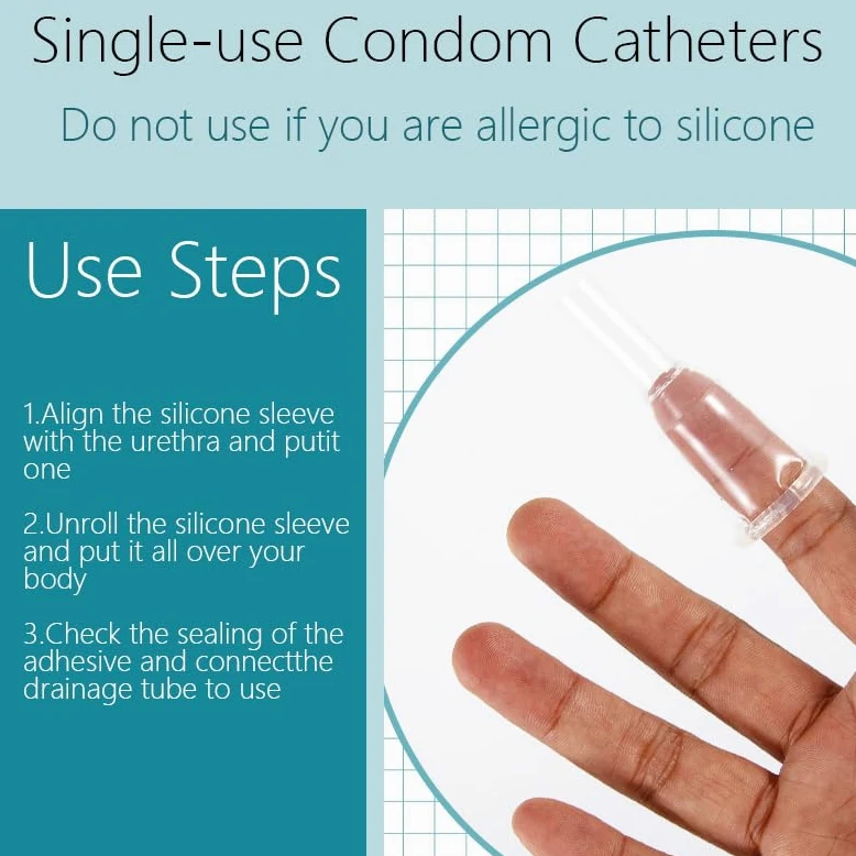 10 condones urinarios para hombres, duradero, práctico, silicona, evita fugas, 32 mm, transparente, ideal para hombres mayores o discapacitados, higiénicos y desechables (S)